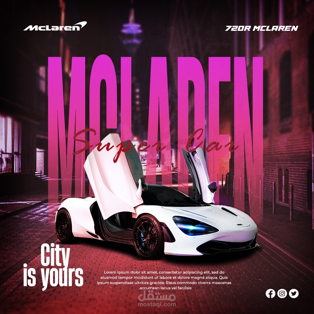 تصميم سوشيال ميديا للسيارات الرياضية