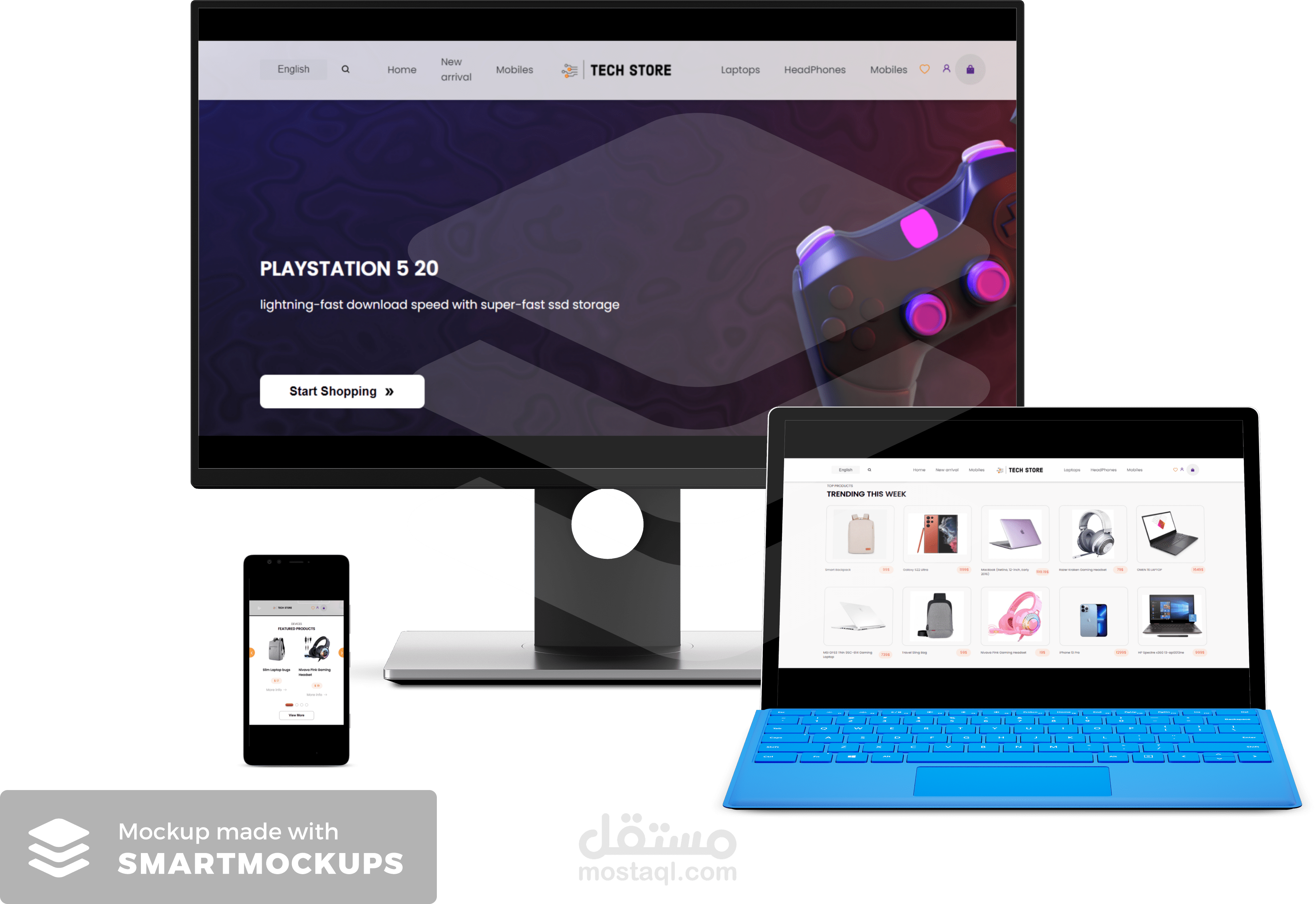 تصميم متجر tech-store بإستخدام React