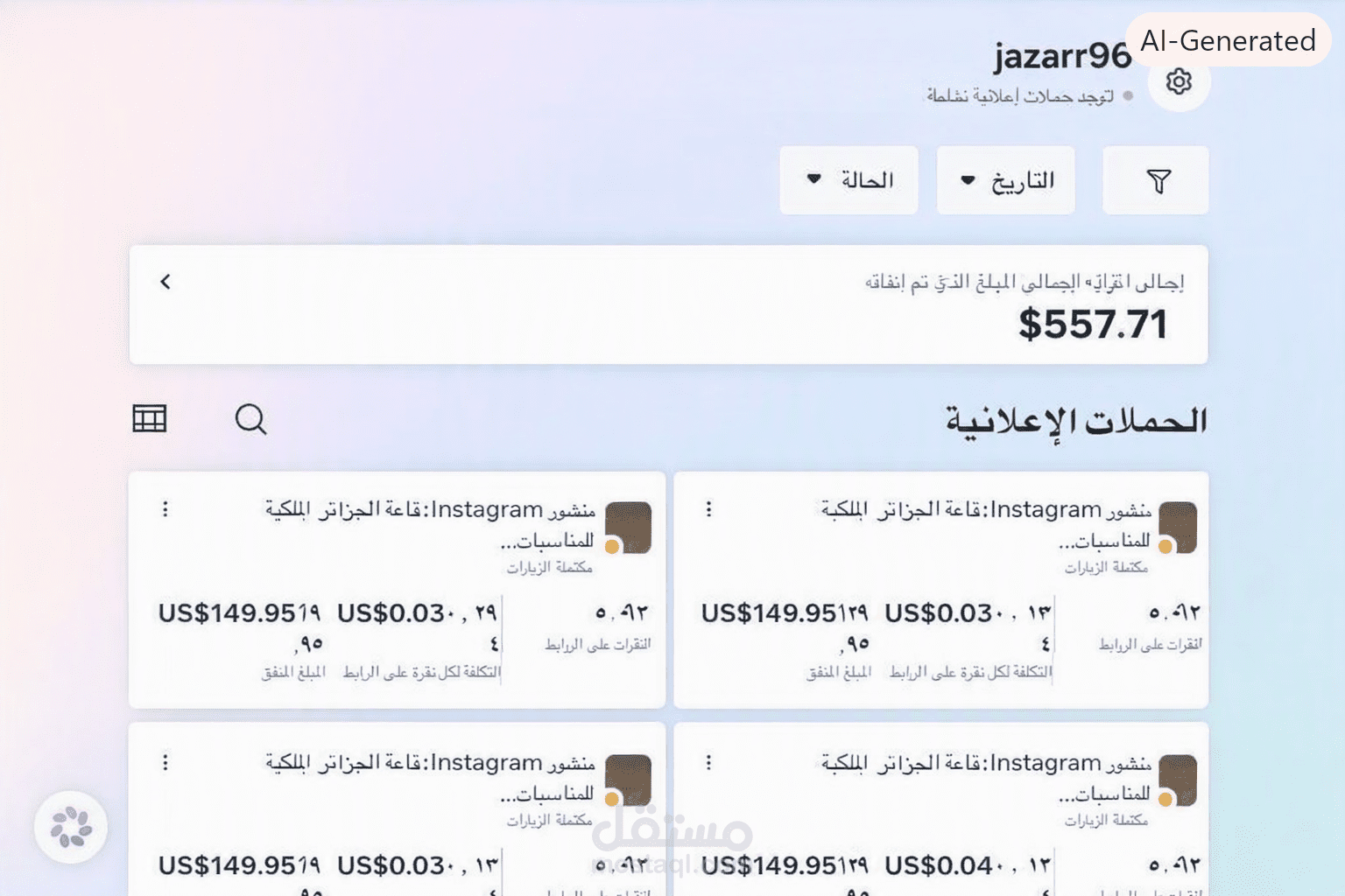 حمله اعلانية لقاعة افراح ومؤتمرات على الانستا