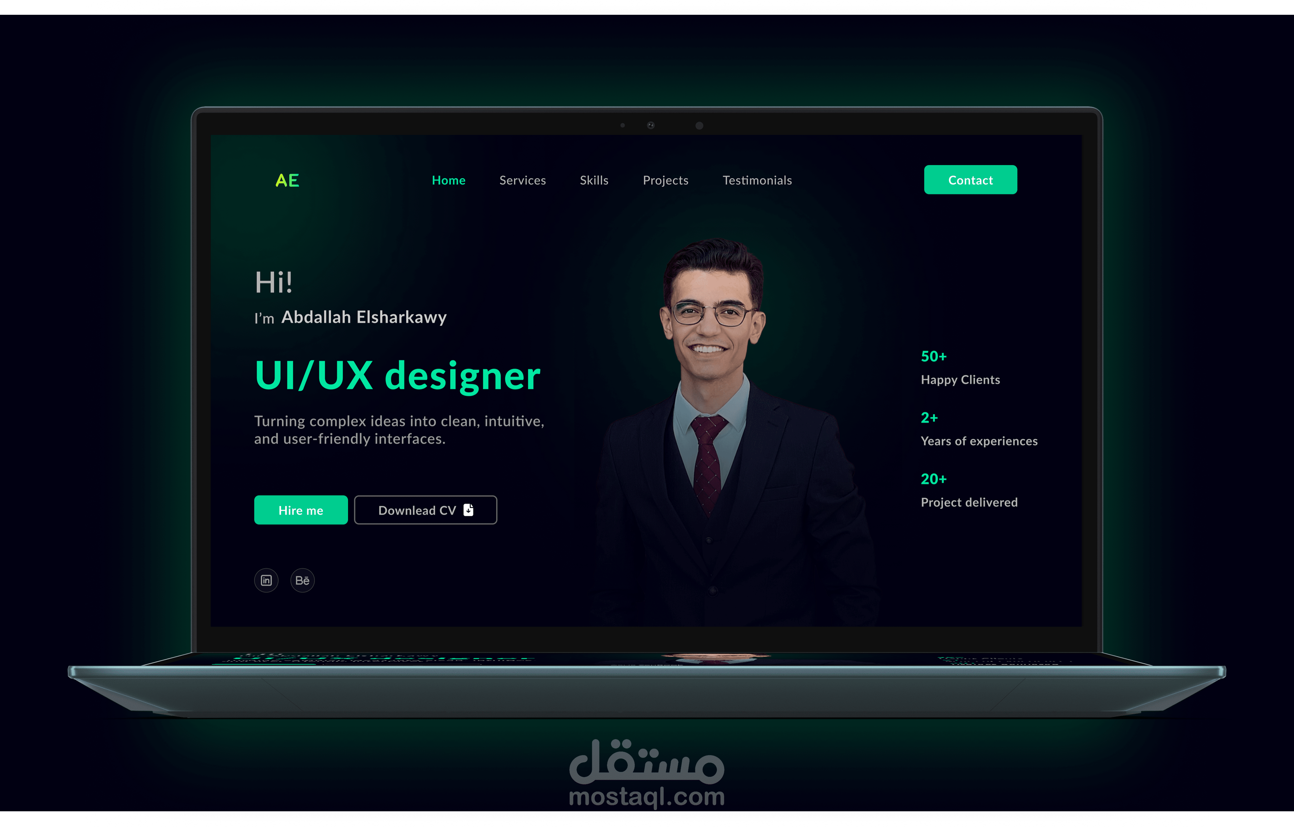 تصميم صفحة هبوط لموقع بورتفوليو شخصي