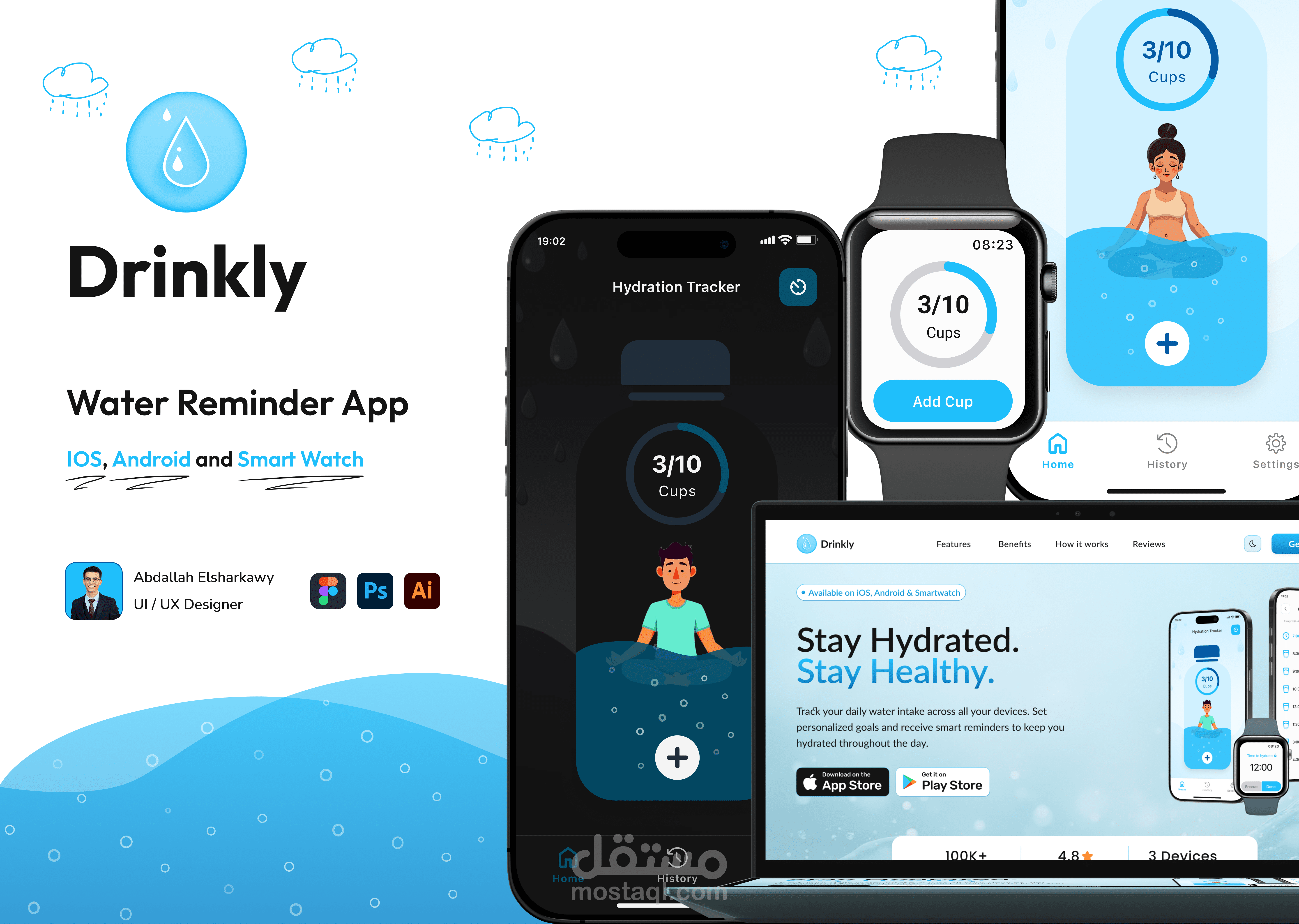 Drinkly – تطبيق لتتبع شرب الماء والتذكير بالترطيب