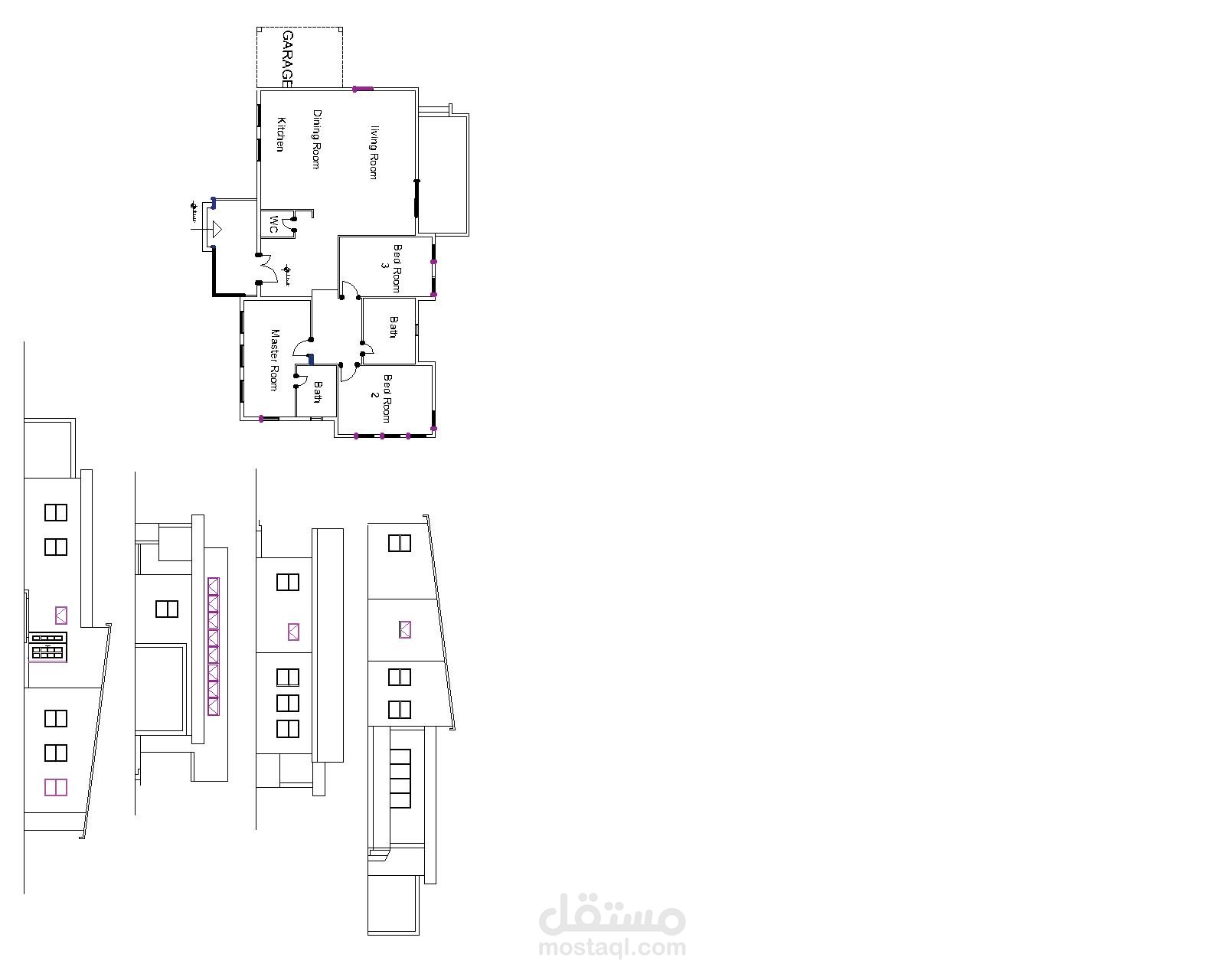 تصميم بيت طابق واحد مع واجهات