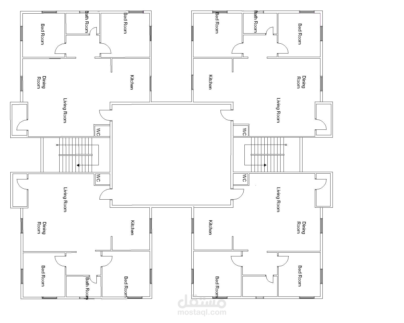 مخطط اتوكاد لعمارة 8طوابق