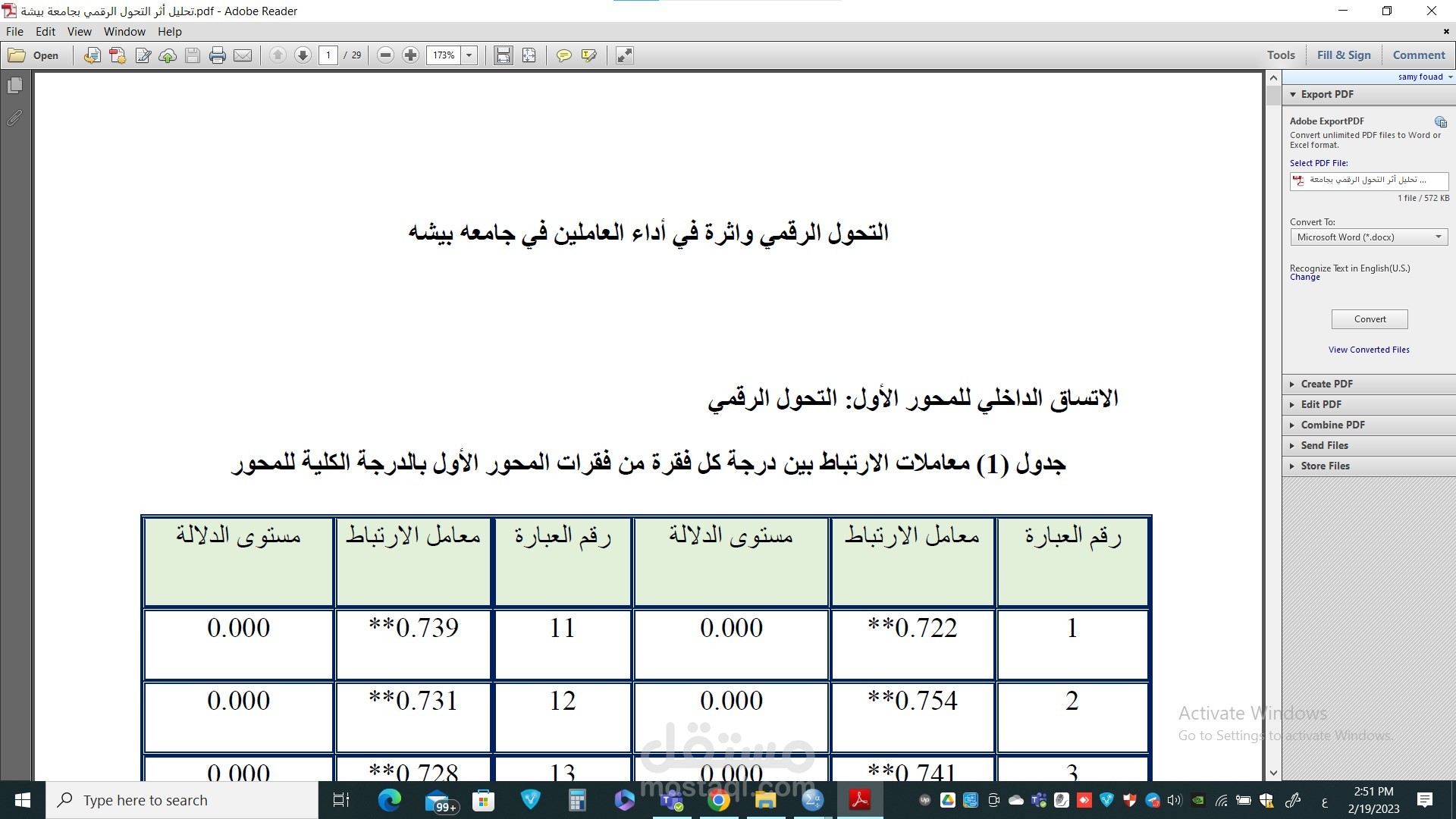 أثر التحول الرقمي على أداء العاملين في جامعة بيشة