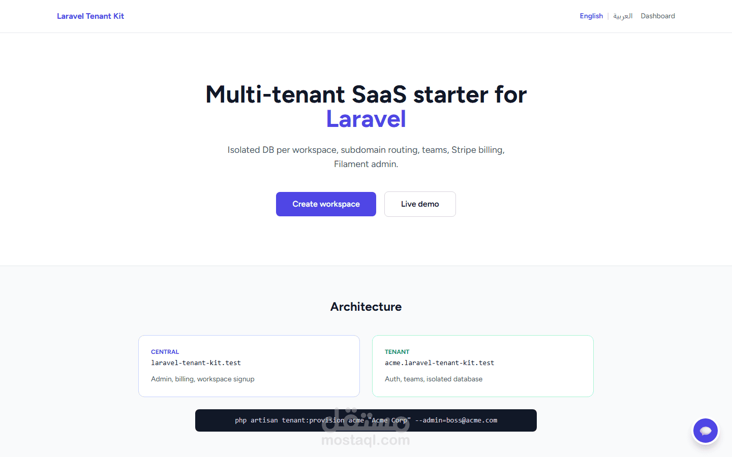 قالب Laravel SaaS متعدد المستأجرين جاهز للإنتاج