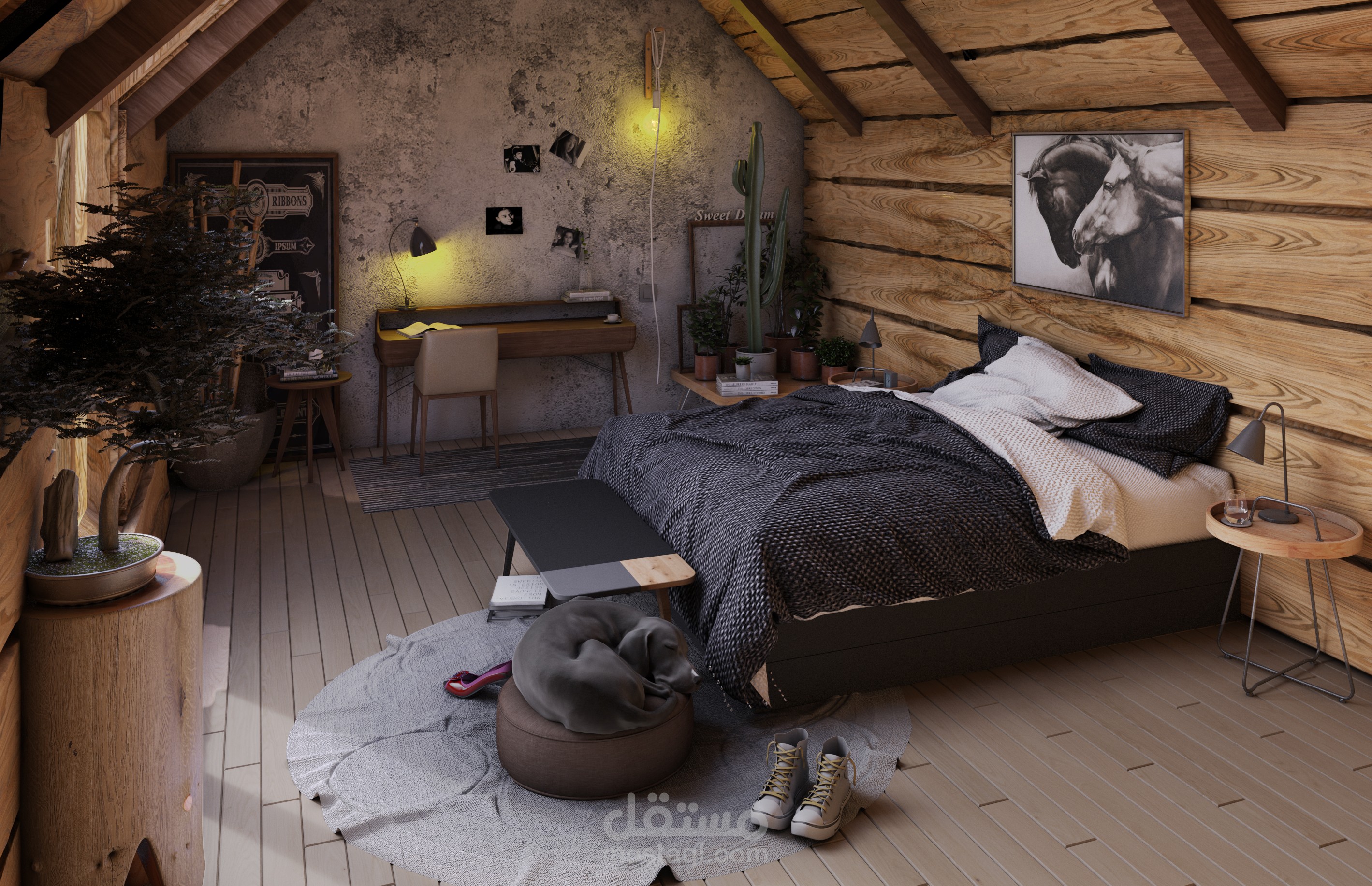 تصميم ديكور داخلي ريفي ل غرفه نوم