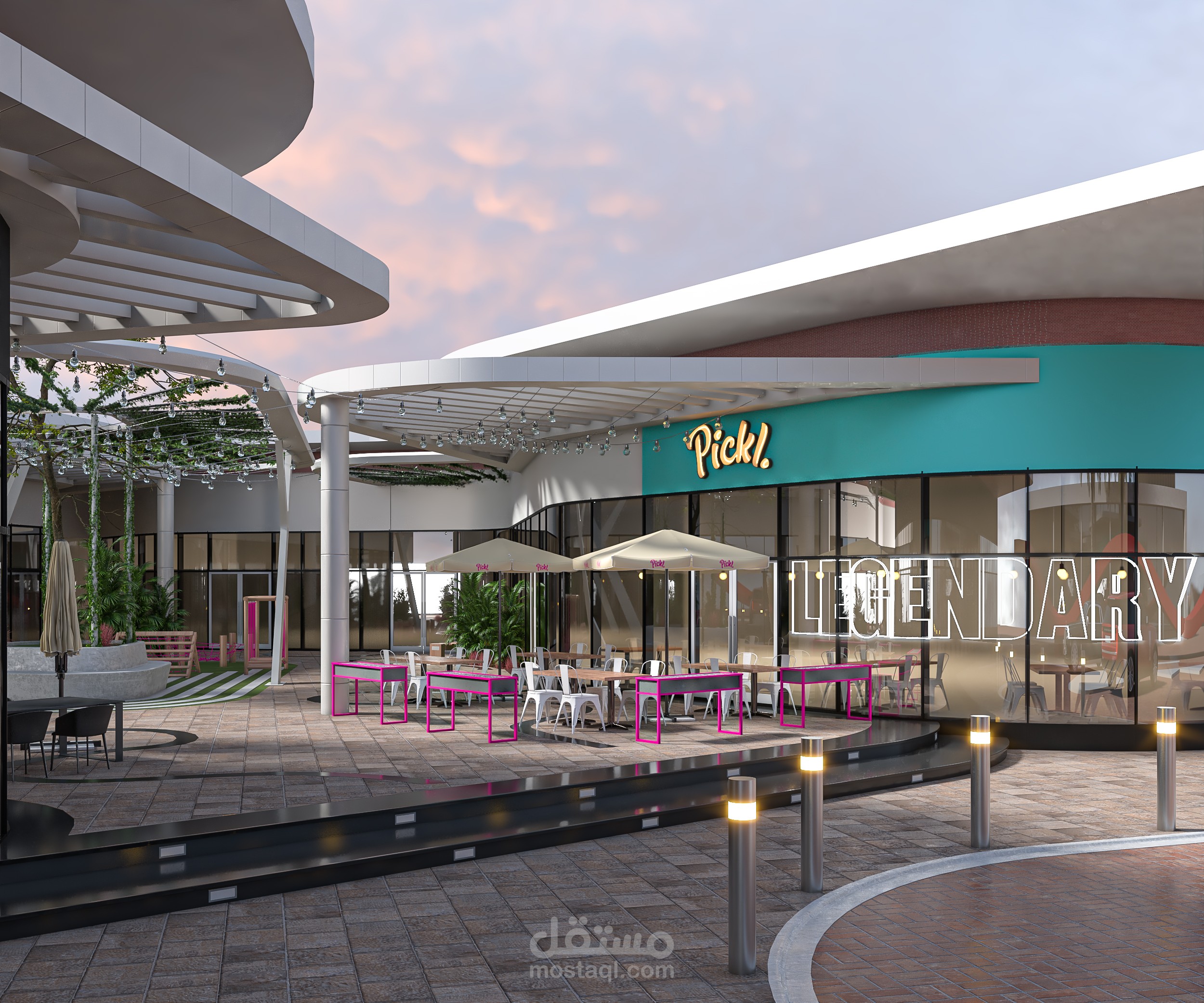 تصميم فراغ خارجي ملحق بمطعم