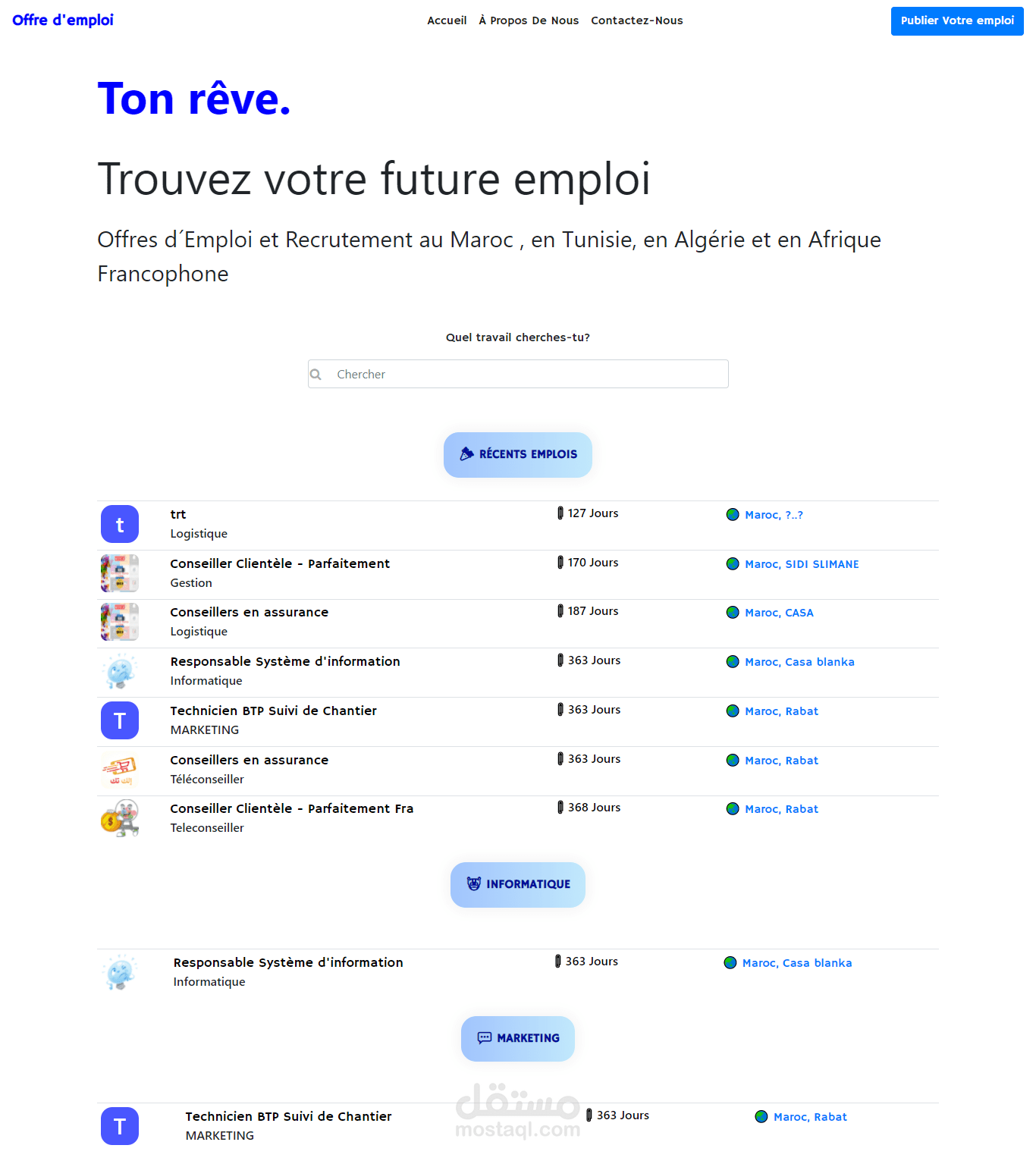 تطبيق ويب لنشر الوظائف - application web d'offre d'emploi