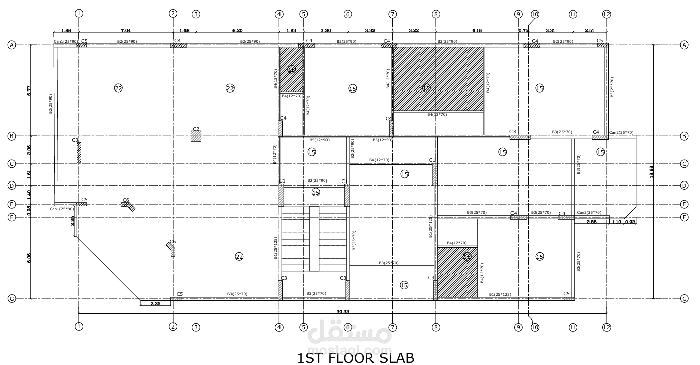 لوحة سقف (solid slab)