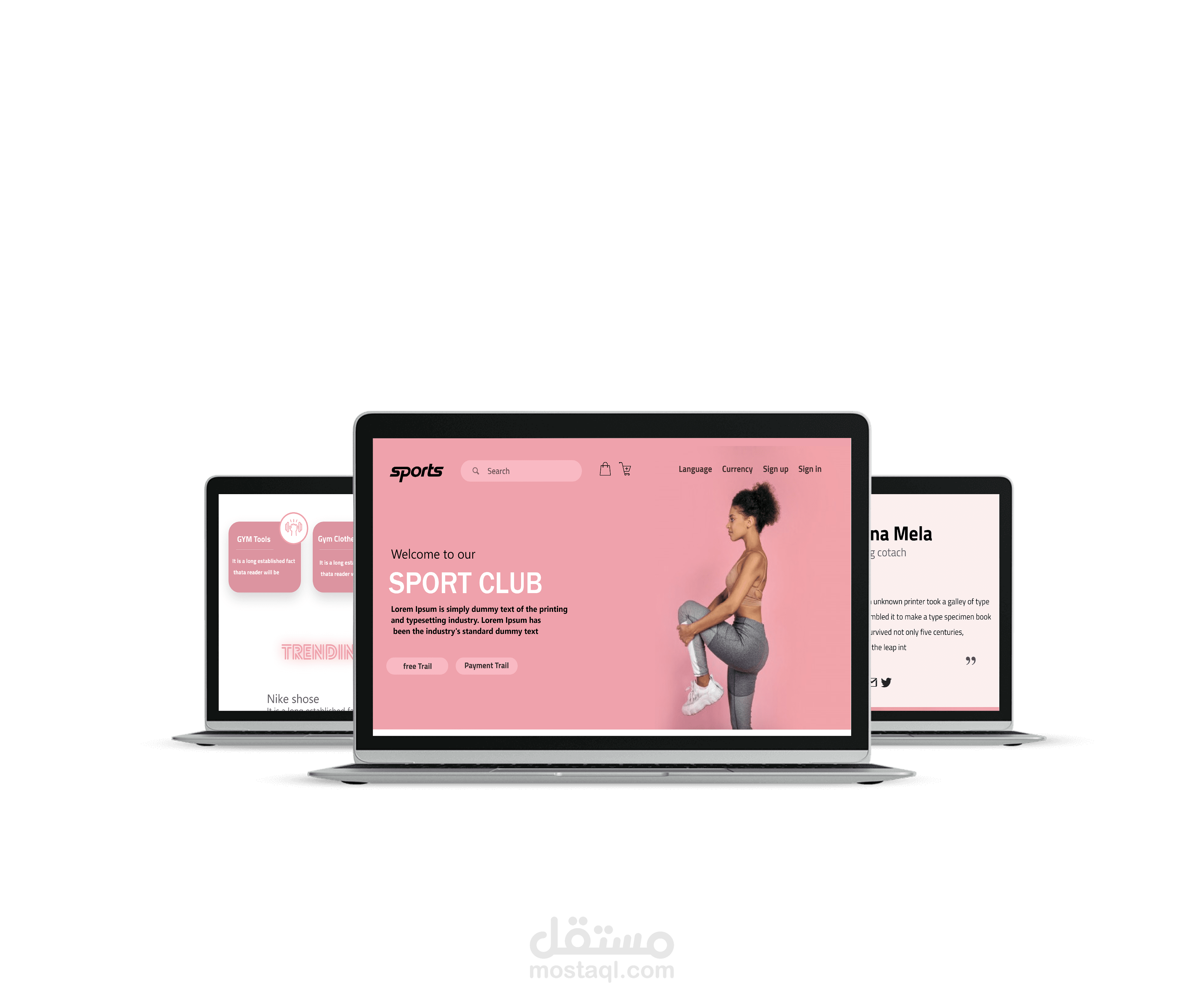 تصميم صفحة Landing page لموقع مستلزمات رياضية و تدريب رياضي