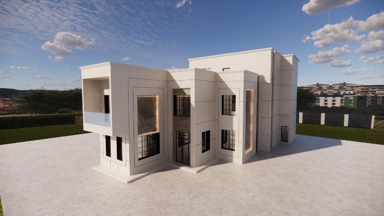 تصميم واجهة لفيلا دورين نيوكلاسيك