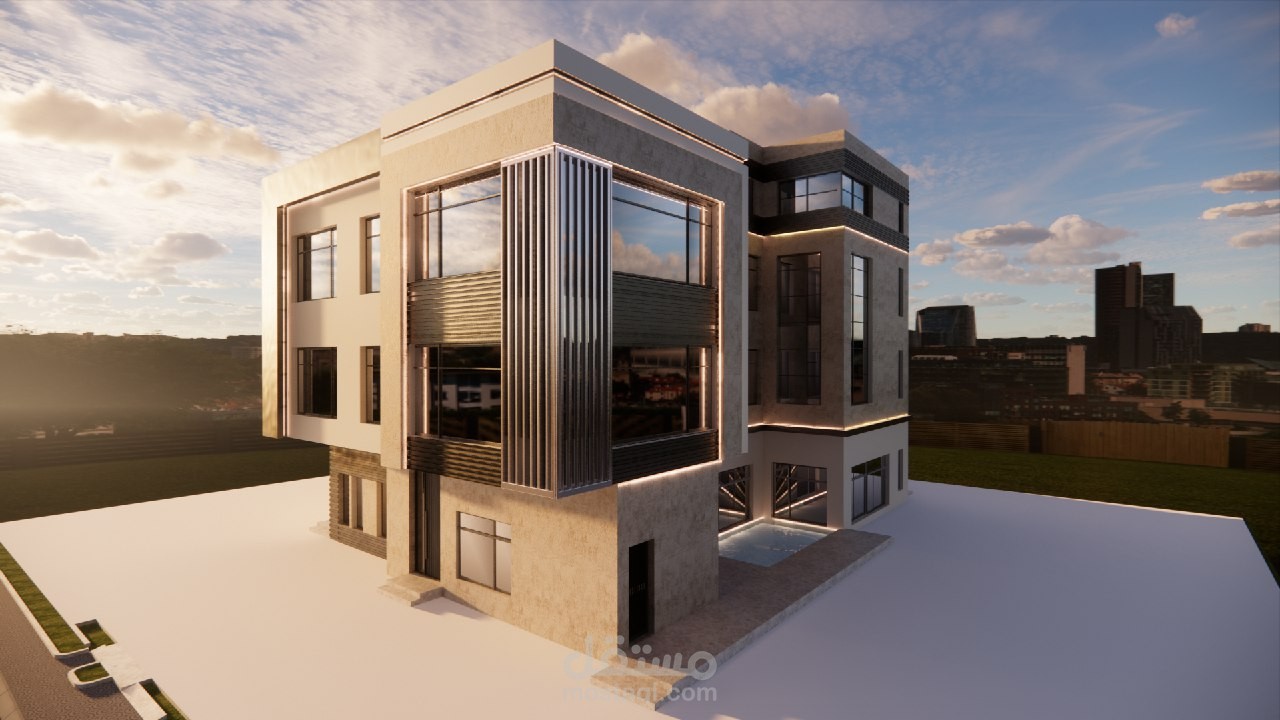 تصميم واجهة فيلا دورين وملحق