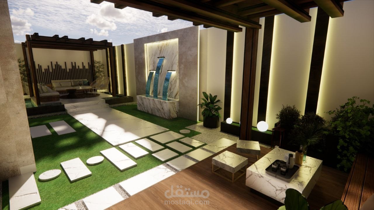 تصميم حديقة على السطح