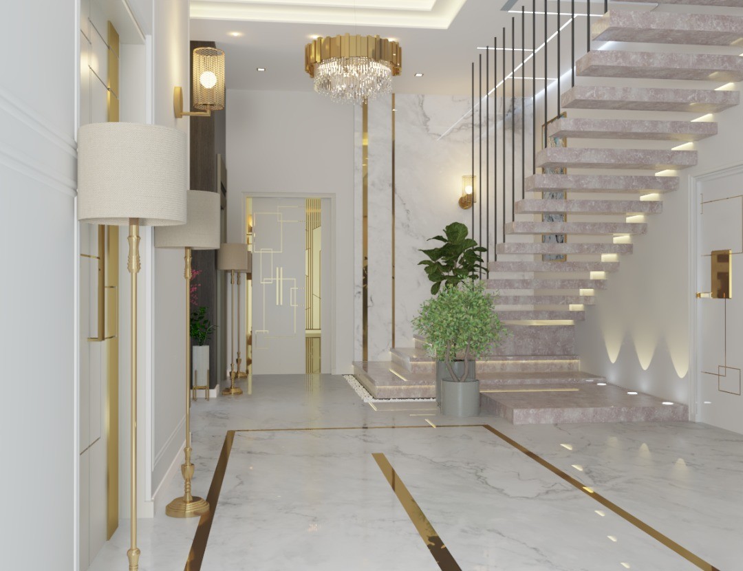 تصميم داخلي لمدخل فيلا بالمملكة العربية السعودية