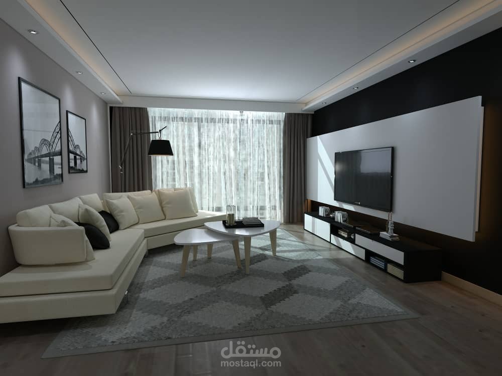 غرفة معيشة على النظام الحديث (موديرن)