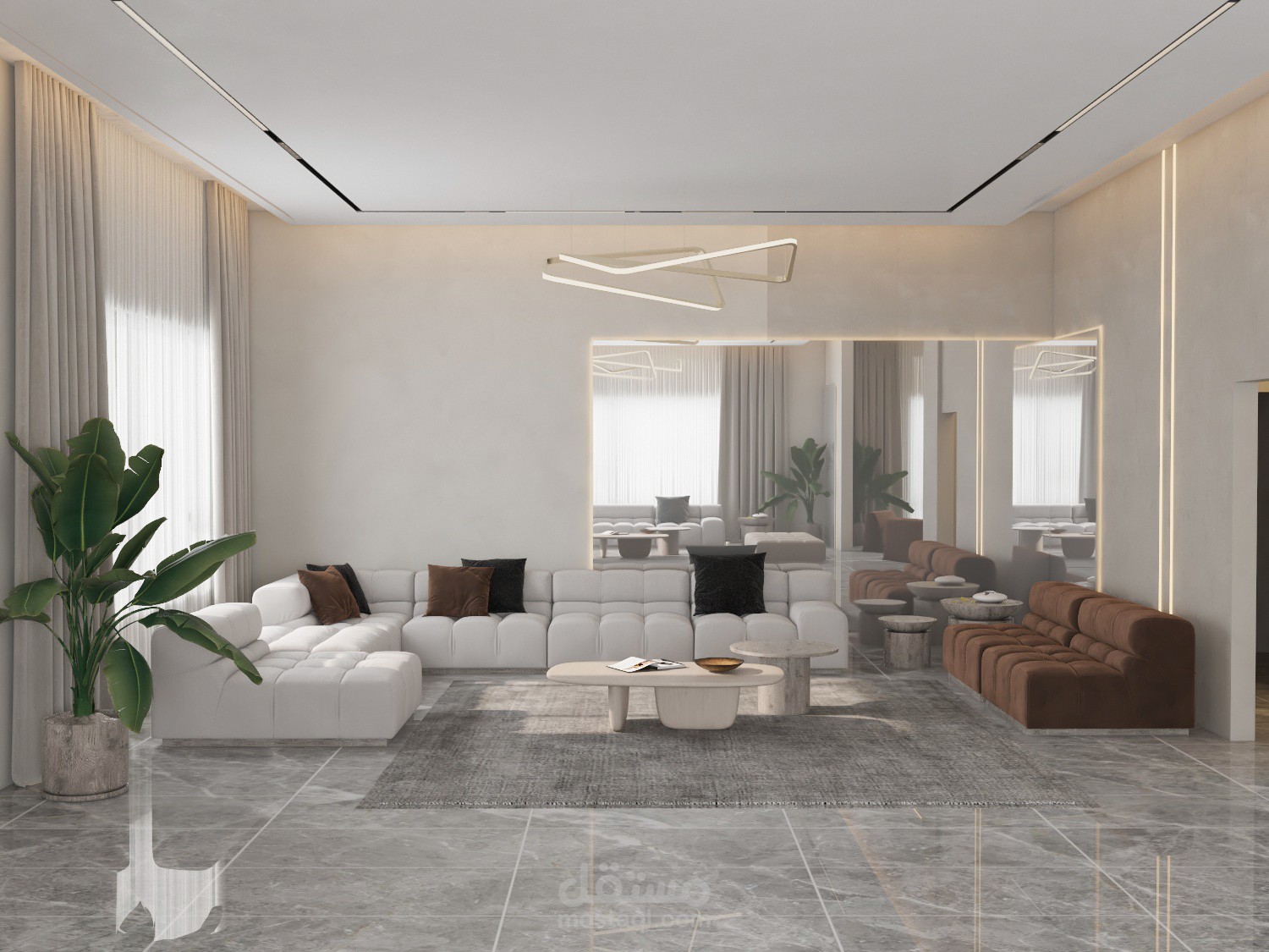 استقبال موديرن بألوان هادئة