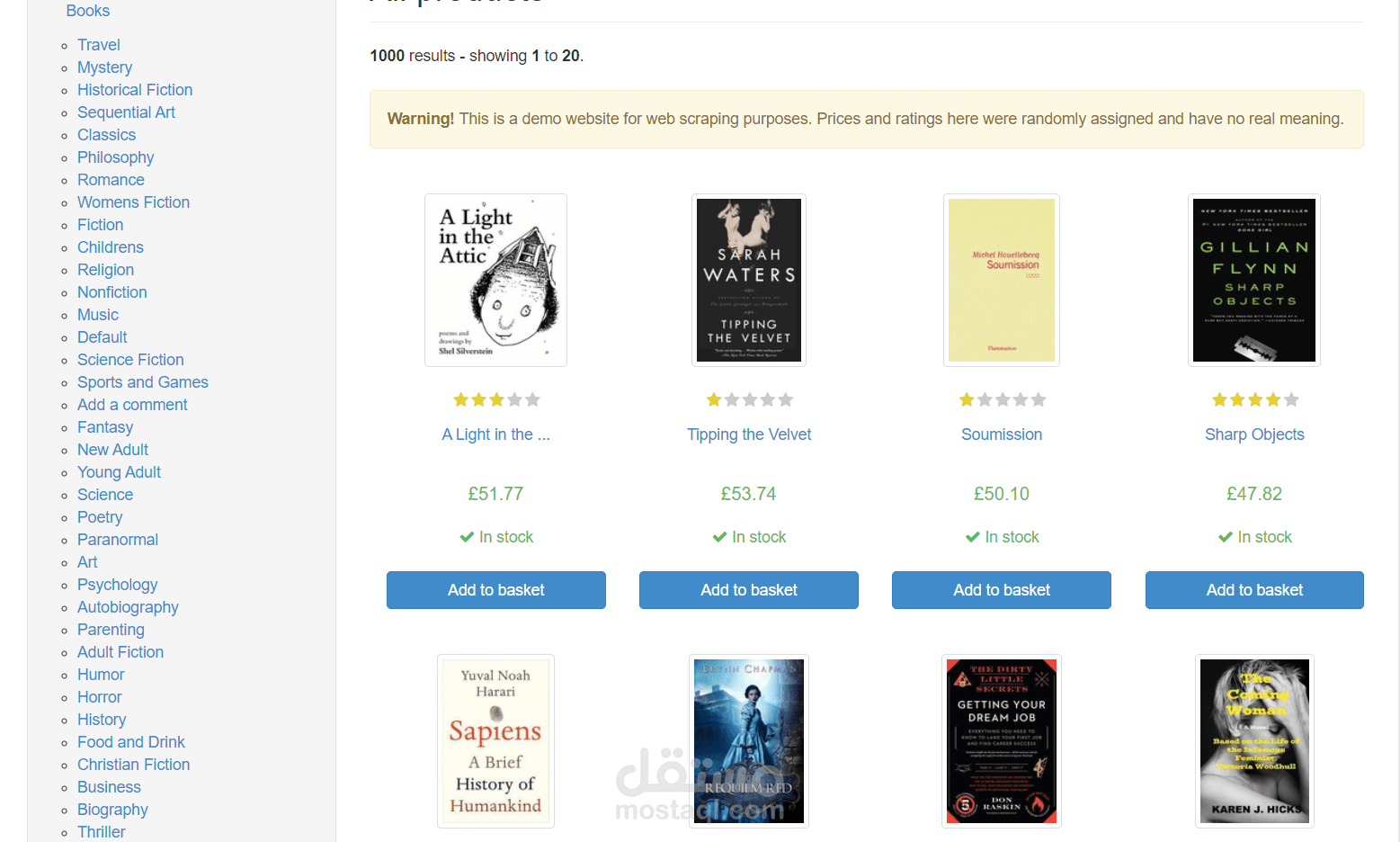 Web Scraping - Books Website