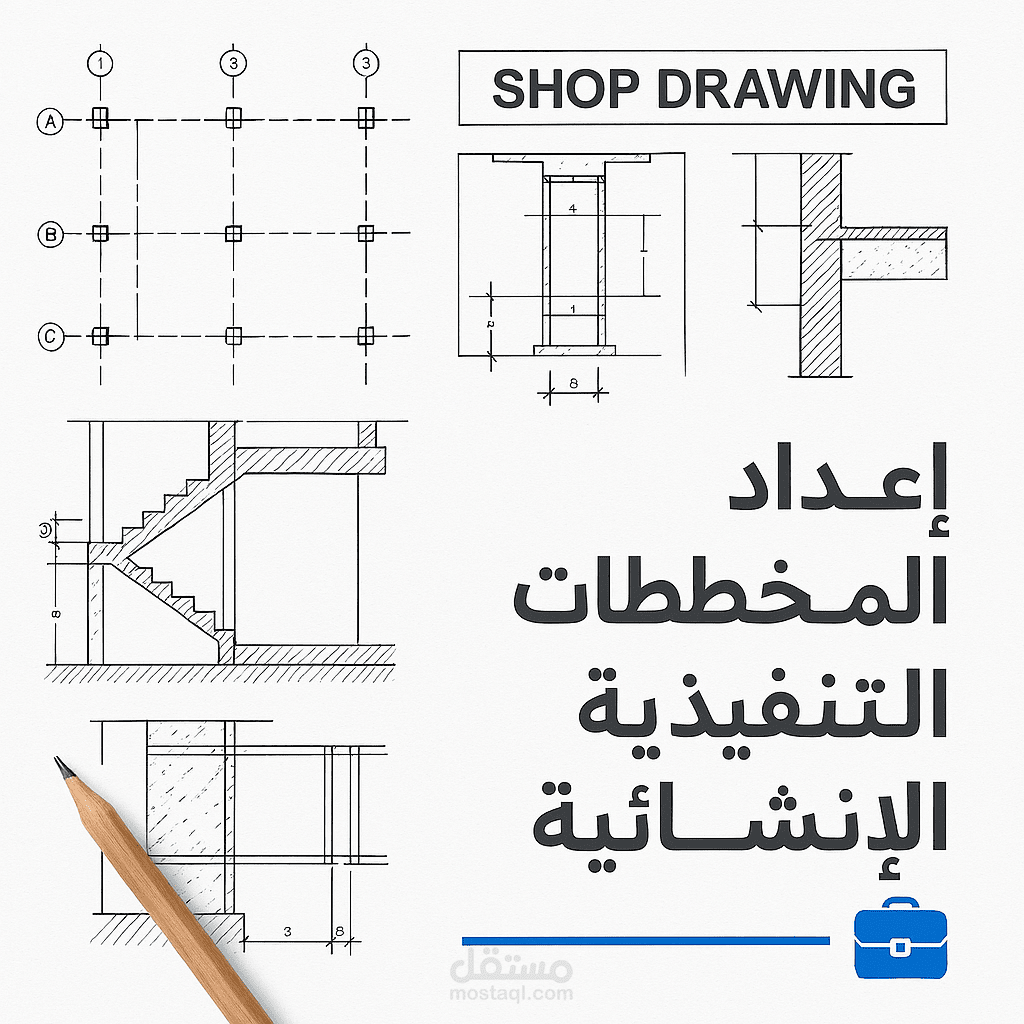 إعداد رسومات تنفيذية إنشائية للمقاولين والمكاتب الهندسية