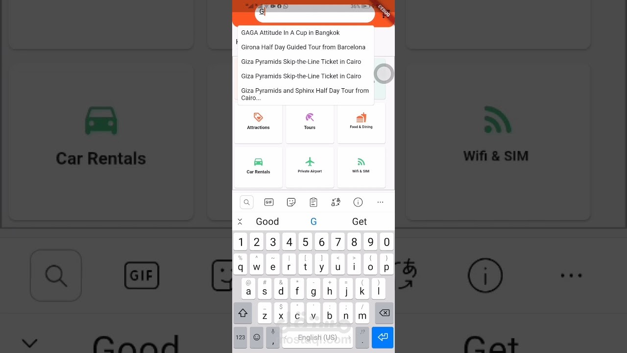 Search Function  mobile application