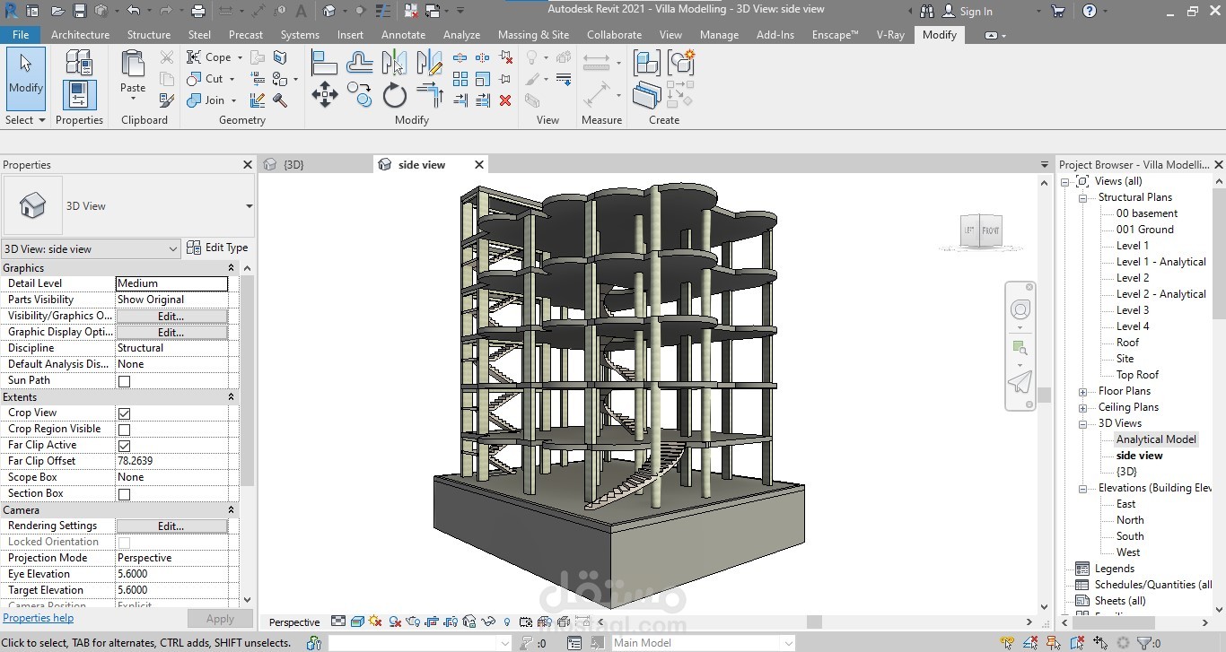 مشروع: نموذج إنشائي ثلاثي الأبعاد لمبنى متعدد الطوابق باستخدام Revit Structure