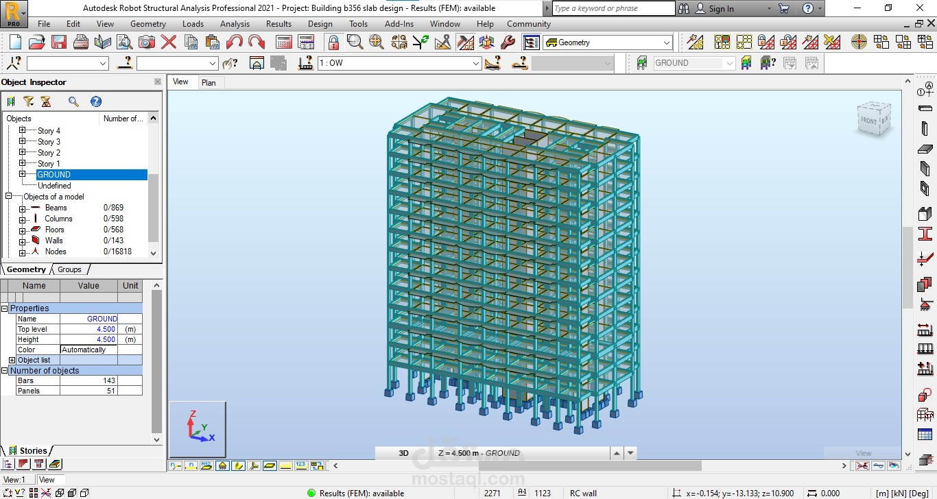 مشروع: مبنى متعدد الطوابق – تحليل وتصميم إنشائي باستخدام Autodesk Robot Structural Analysis