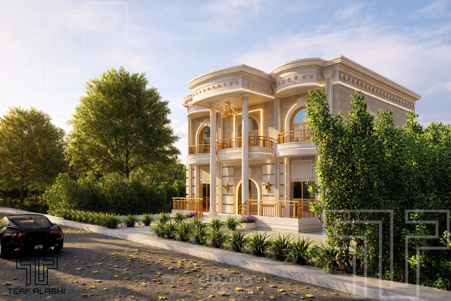 تصميم خارجي فيلا كلاسيكية فاخرة – السعودية