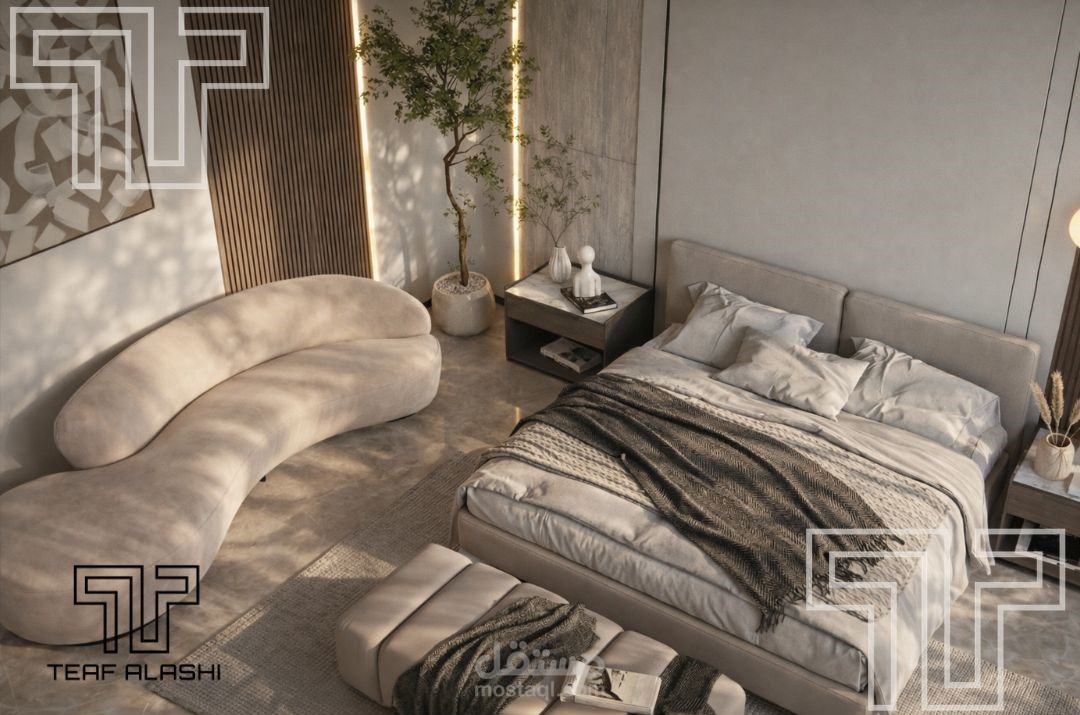 تصميم غرفة نوم رئيسية فاخرة – السعودية