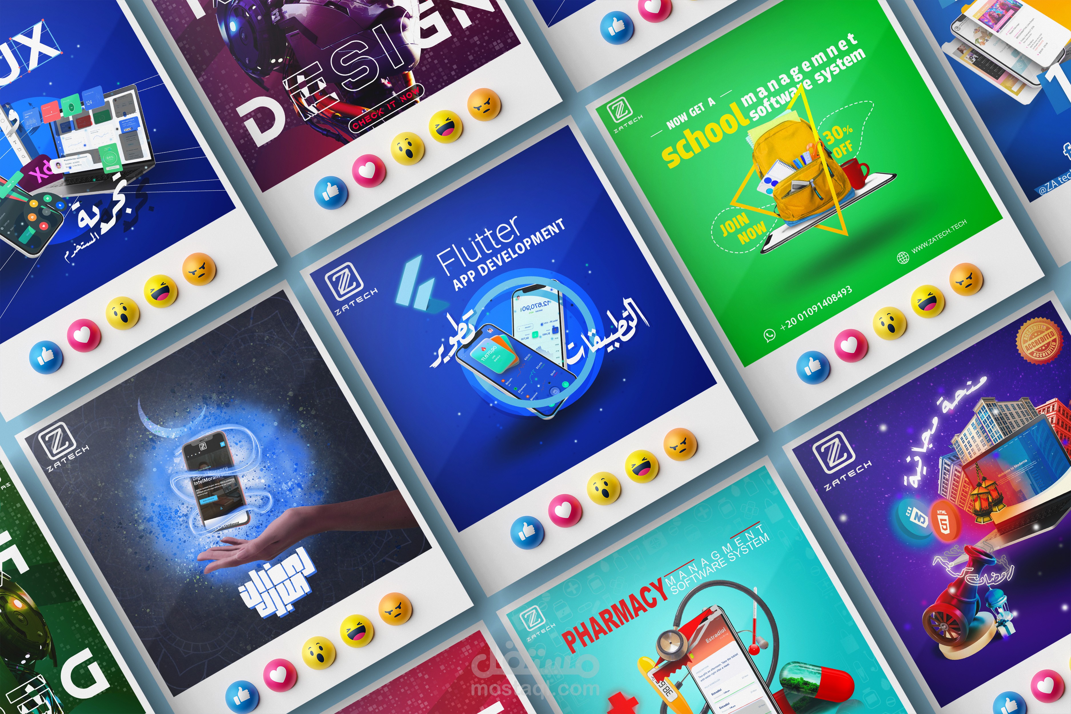 تصميمات سوشيال ميديا لمؤسسة تسويق وبرمجة "ذا تك"