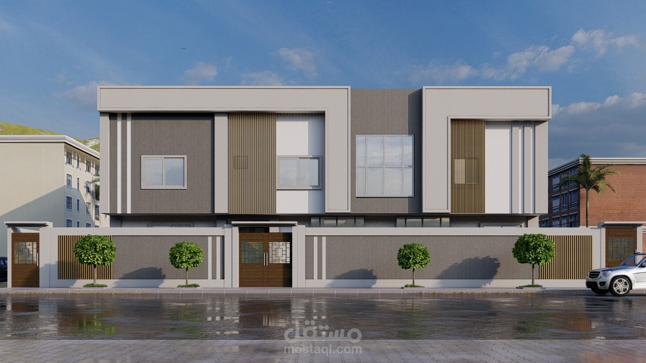 Design and rendering  facade of a villa in Saudi Arabia