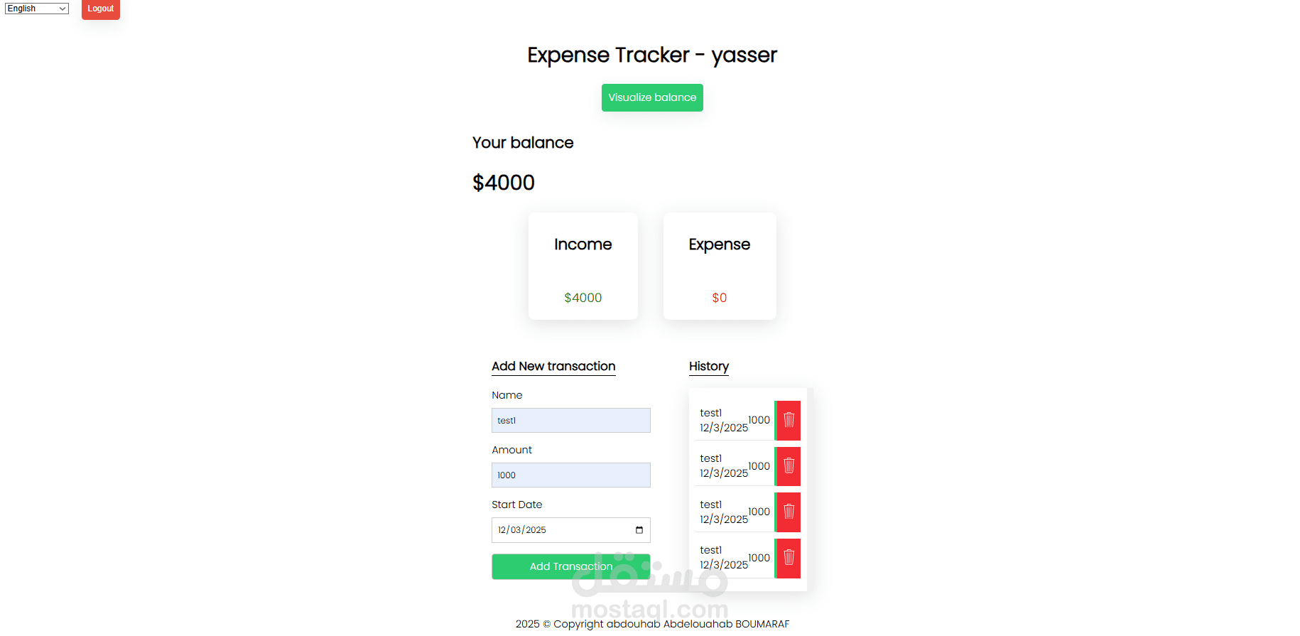 تطبيق لتتبع المصروفات
