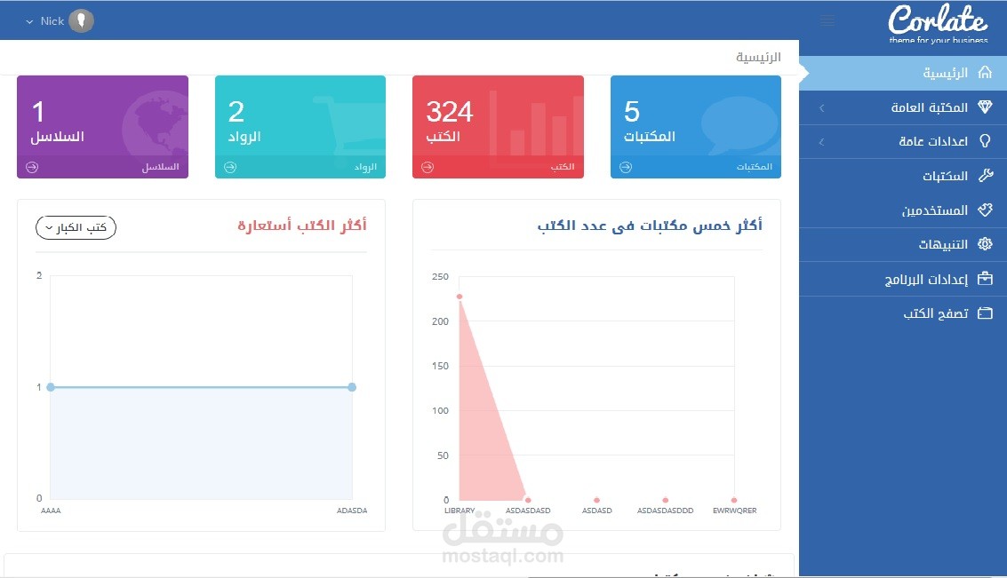 تطبيق ادارة مكتبات (SAAS)