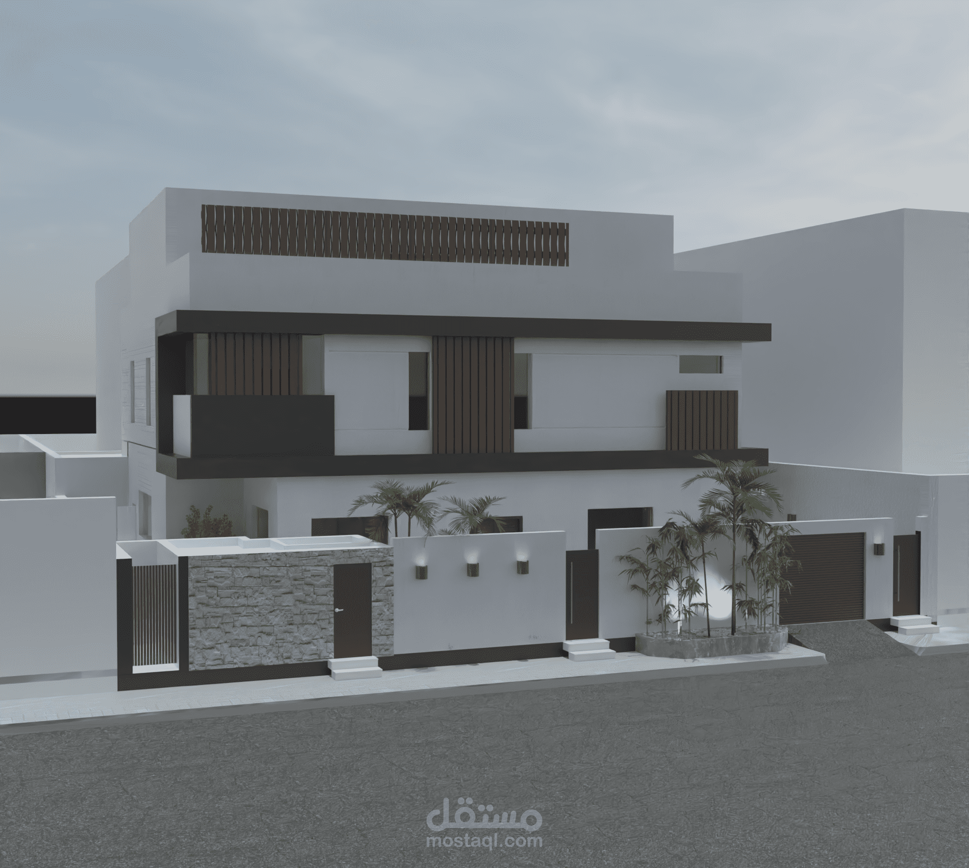 تصميم مبدئي لفيلا مودرن في الرياض