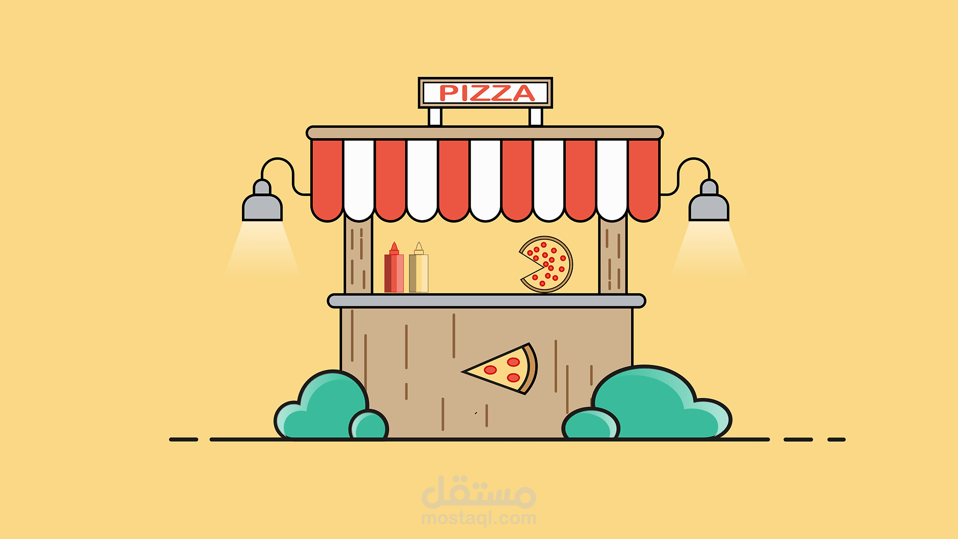 رسم عربة بيتزا باستخدام ادوبي اليستريتور