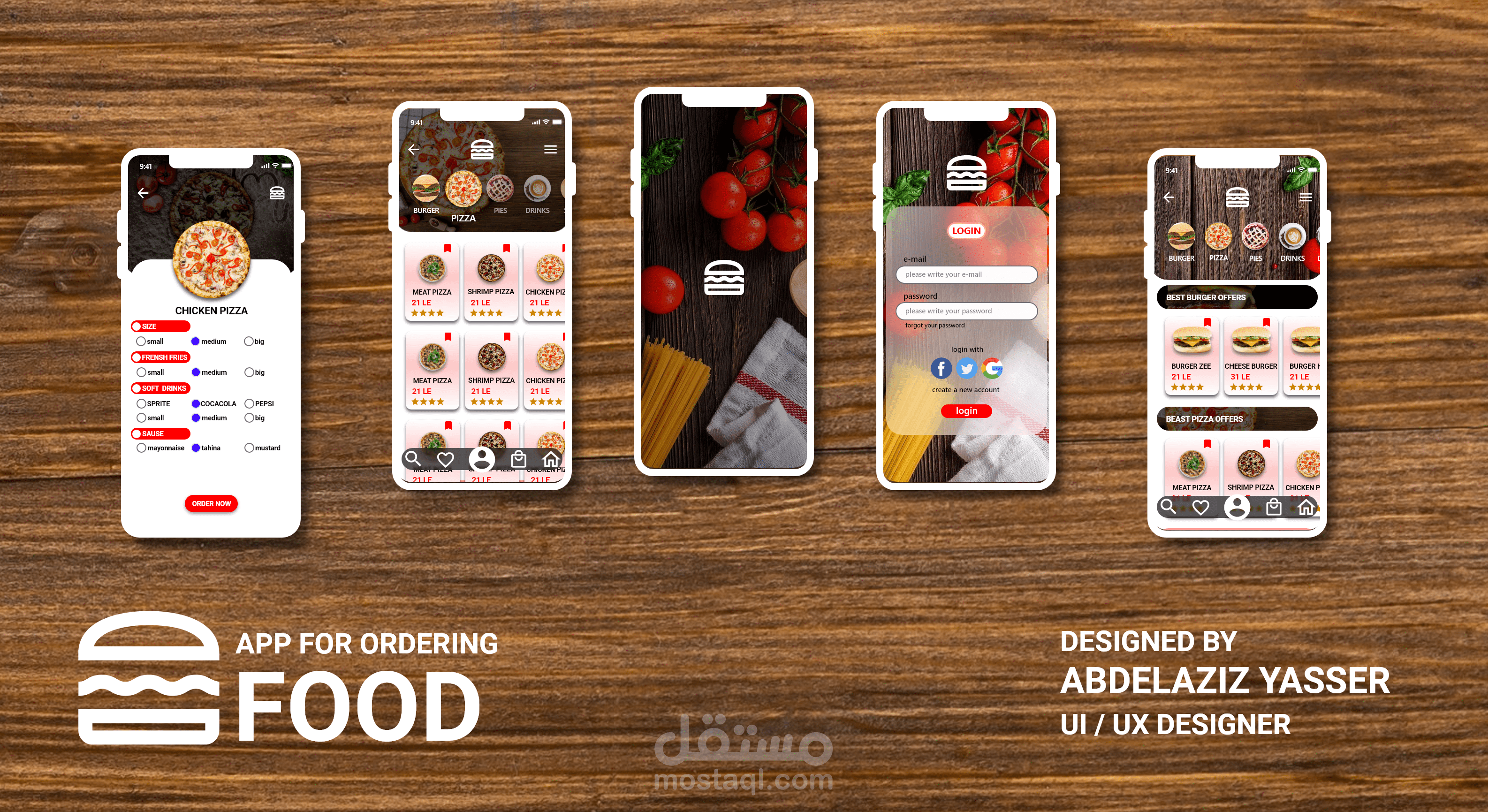 تصميم ui ux لتطبيق طلب طعام