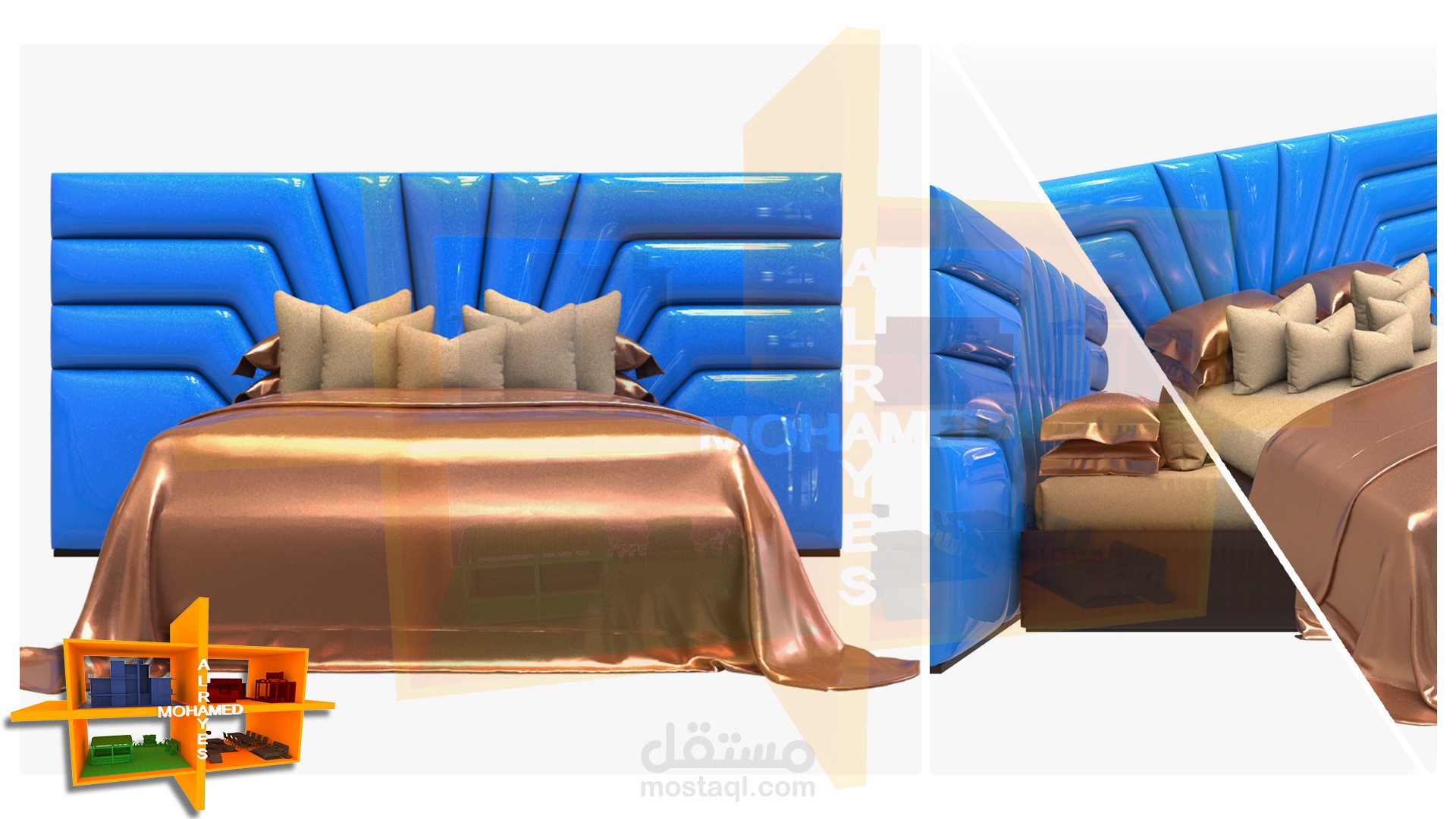 تصميم سرير نوم لشركة اثاث منزلي