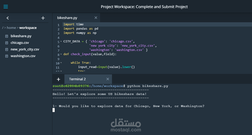برنامج لتحليل وعرض البيانات باستخدام لغة البايثون ومكتبة الباندا ونامباي