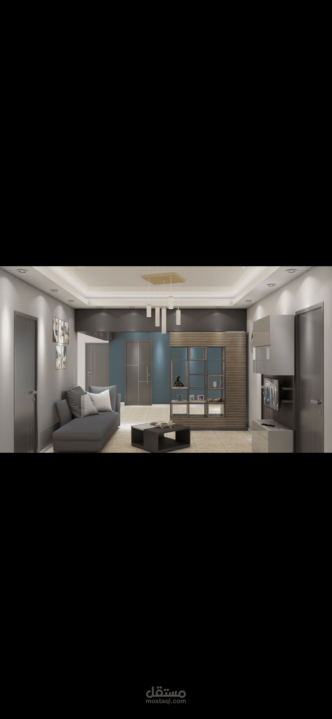 apartment entrance and small open living room مدخل شقة و غرفة معيشة مفتوحة