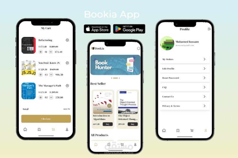 تصميم تطبيق book store للاندرويد والios بتصميم مميز وعصرى