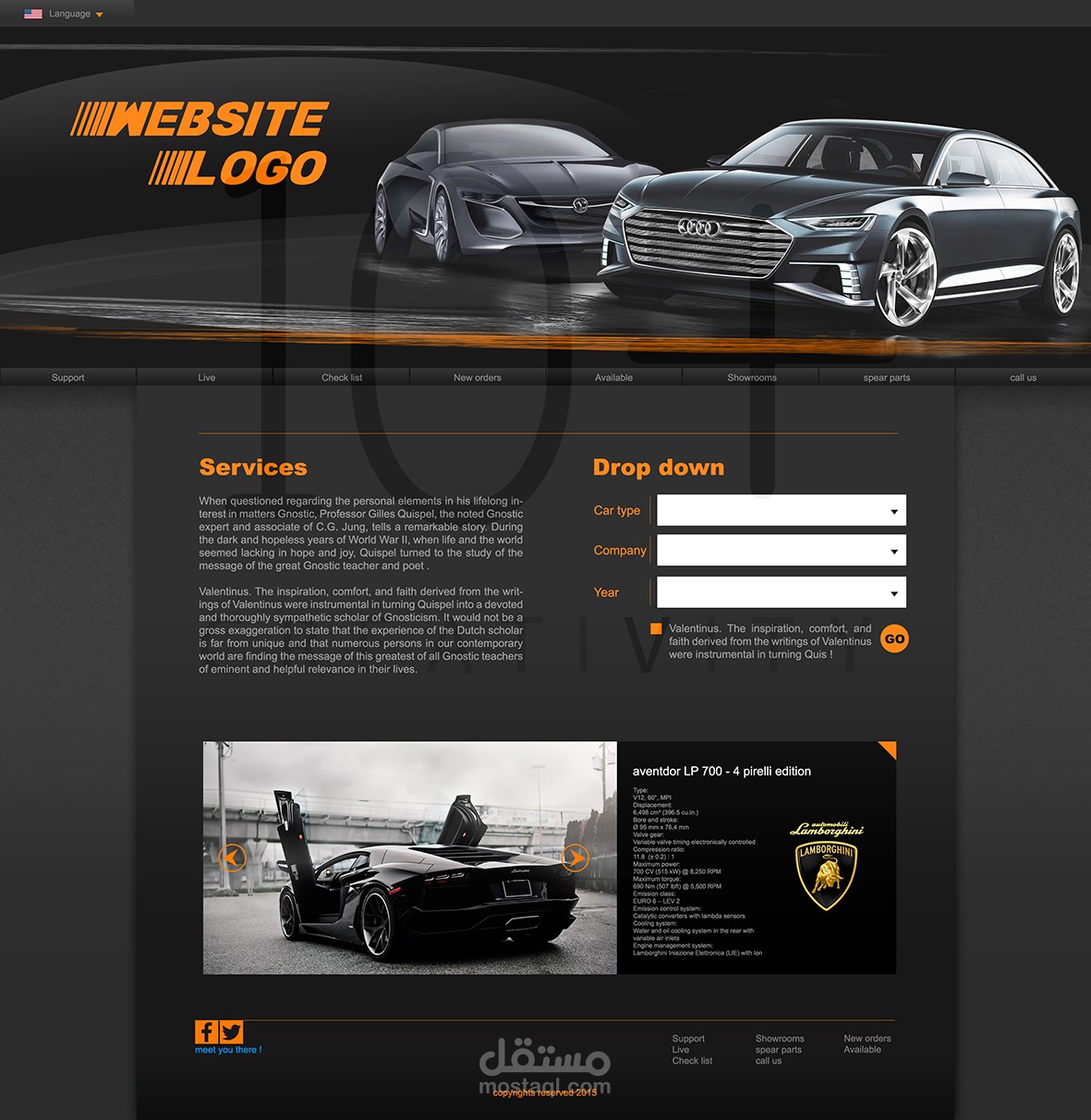 تصميم واجهة موقع يناسب افكار سيارات او شركات شبابية او متجر