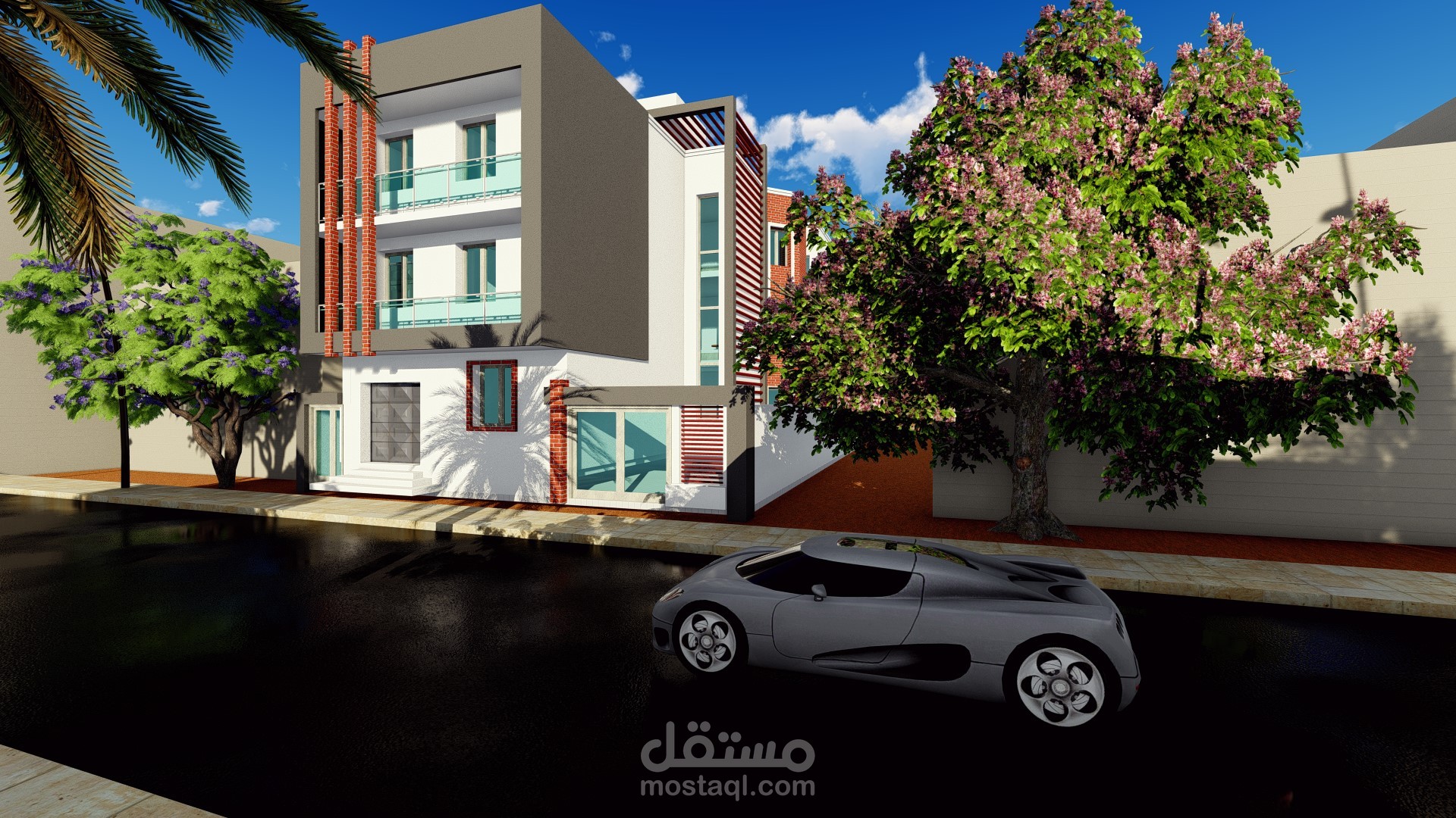 تصميم فيلا بواجهات كلاسيكية حديثة