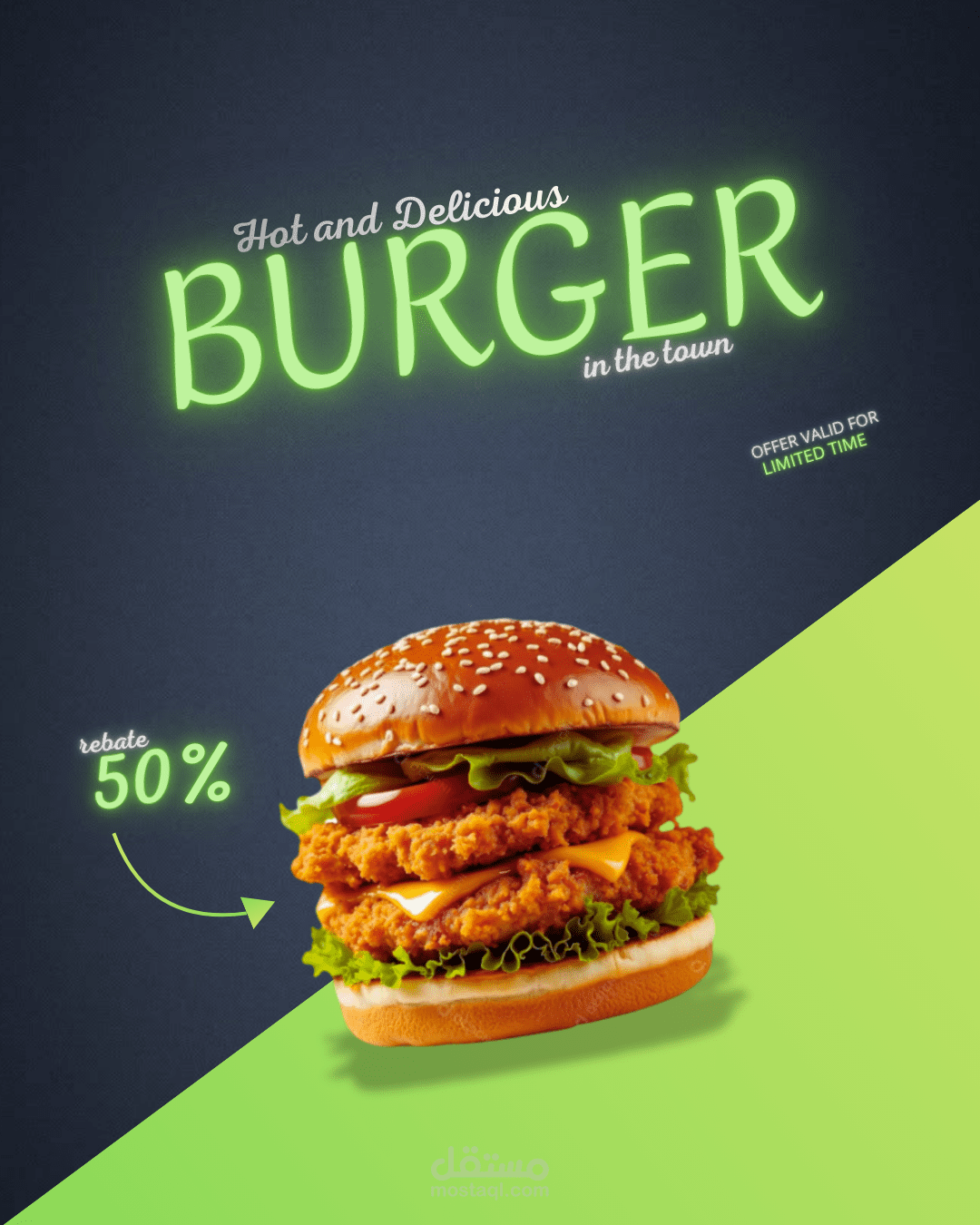 تصميم لي إعلان بيرغر ببرنامج كانفا