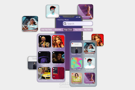 تصميم تطبيق مشغل الموسيقى ui ux design for music app