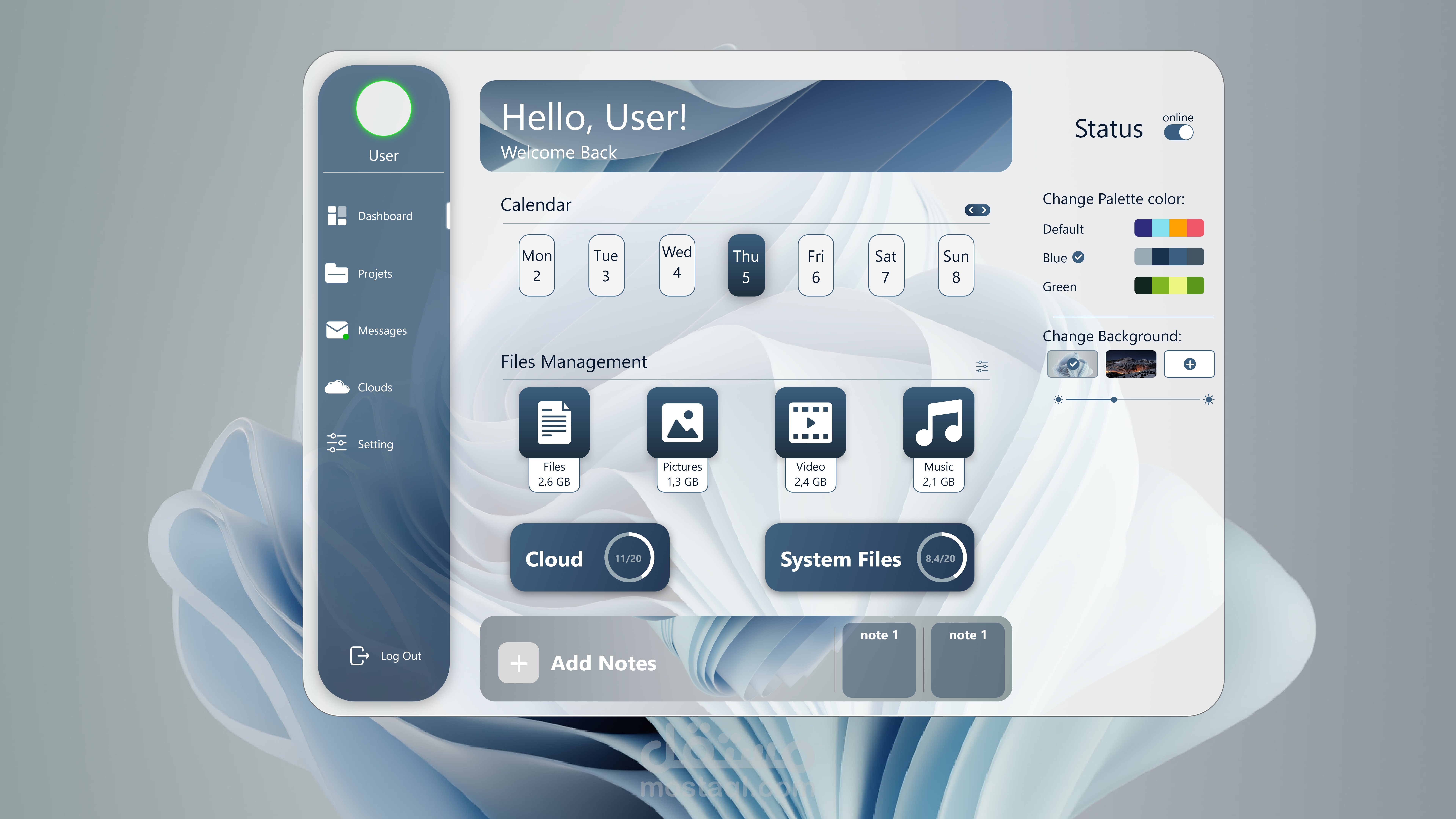 تصميم واجهة لبرنامج كلاوده   (تخزين سحابي)