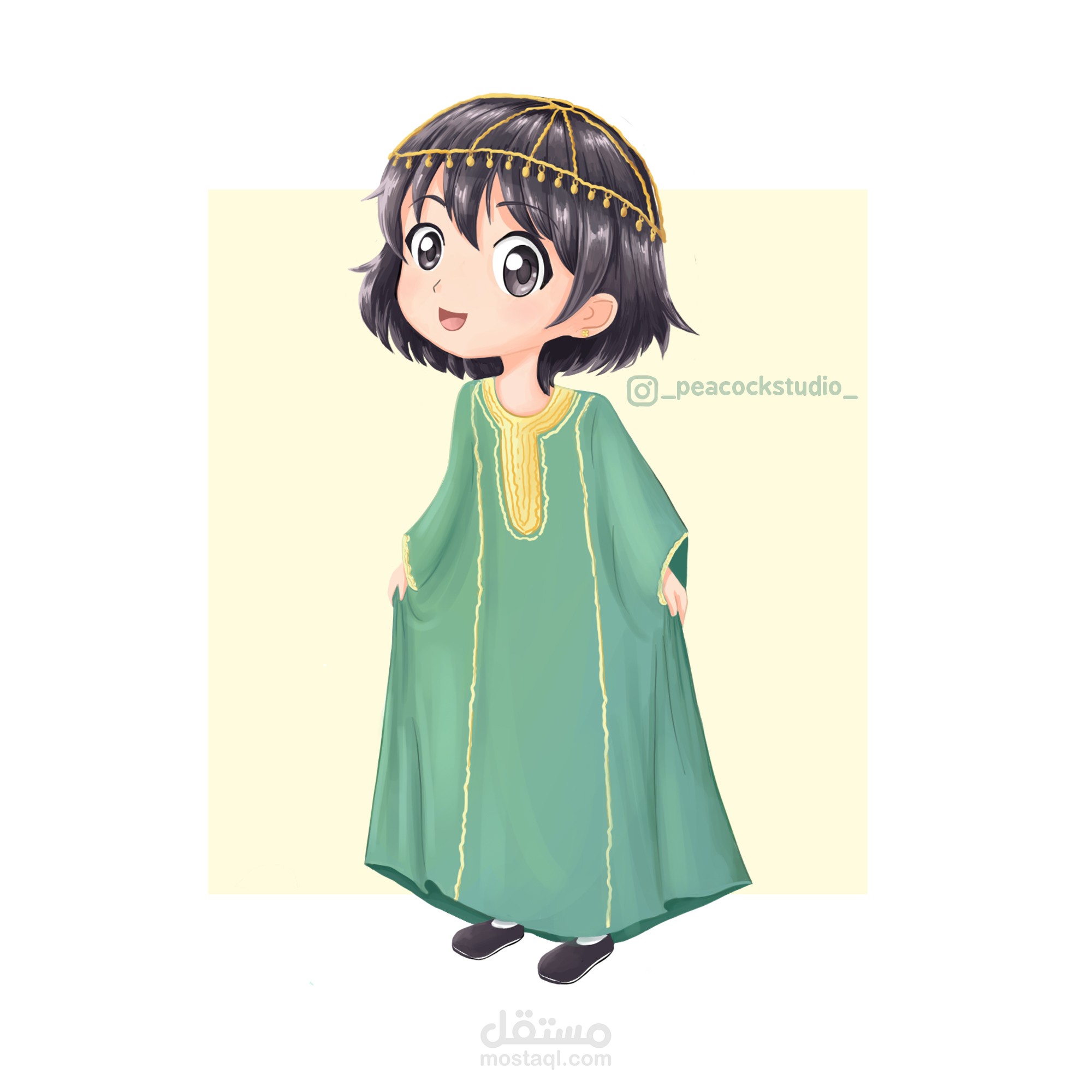 تصميم شخصيات أنمي بالزي التراثي