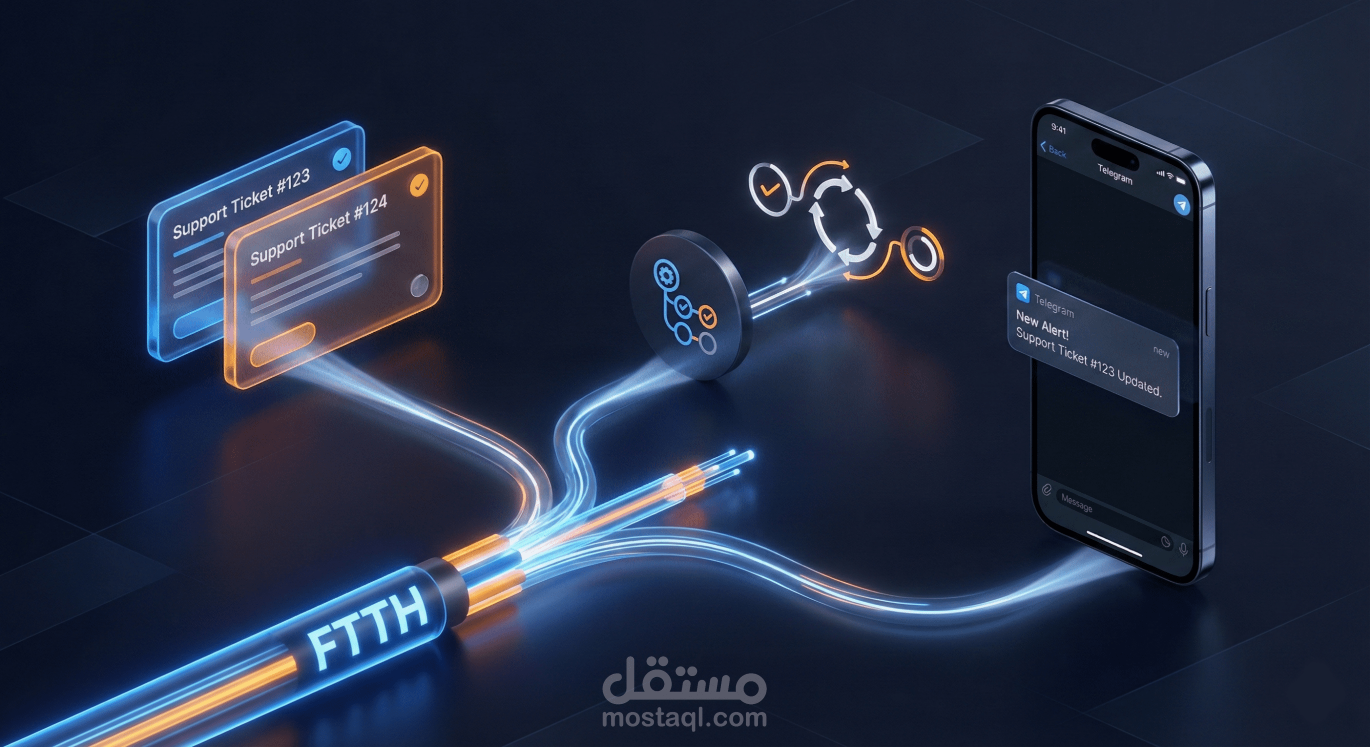 نظام تنبيه فوري لتذاكر الدعم الفني عبر تيليجرام - لا تفوت أي بلاغ!
