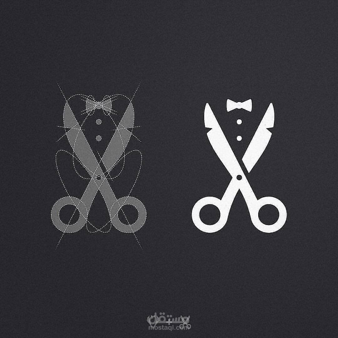 تصميم لوقو دمج (Necktie + Scissors)