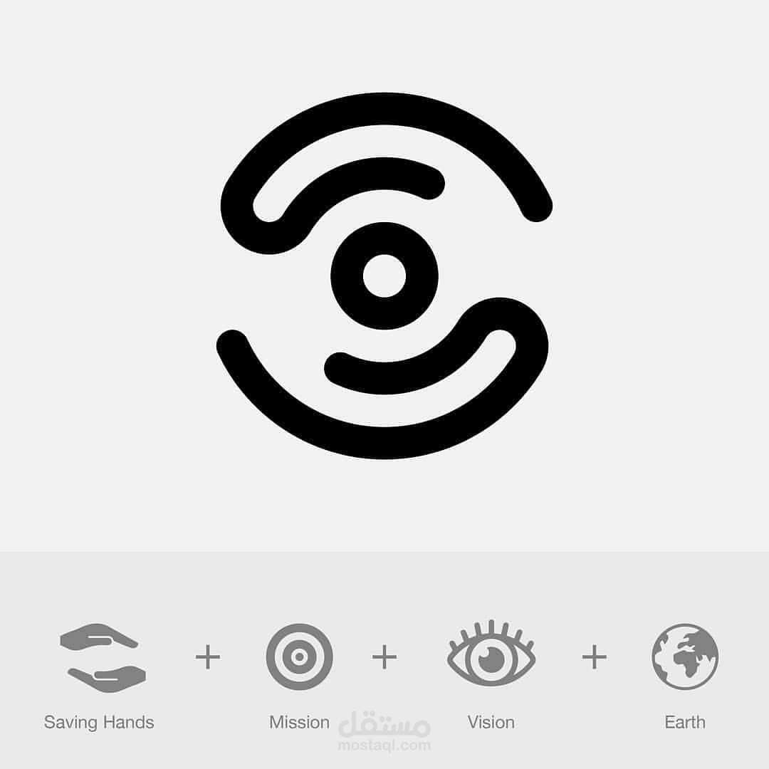 تصميم لوقو دمج (Earth + Vision + Mission + Saving Hands)