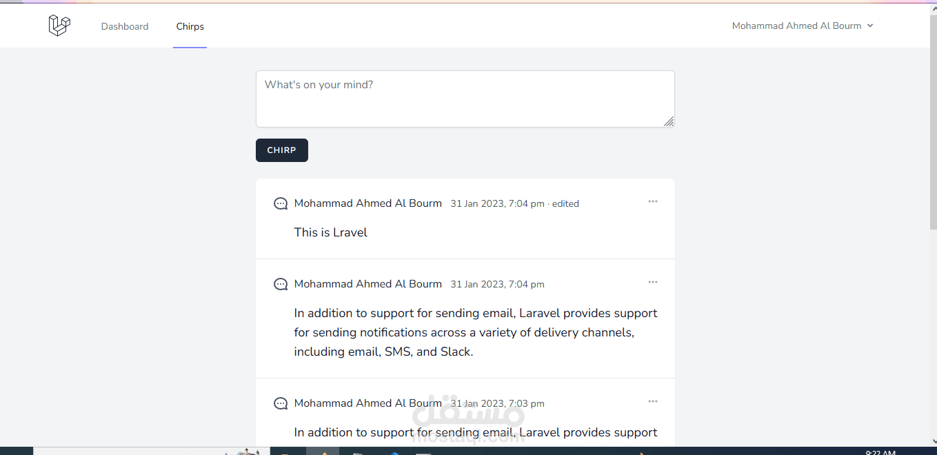 Chirps Using Laravel