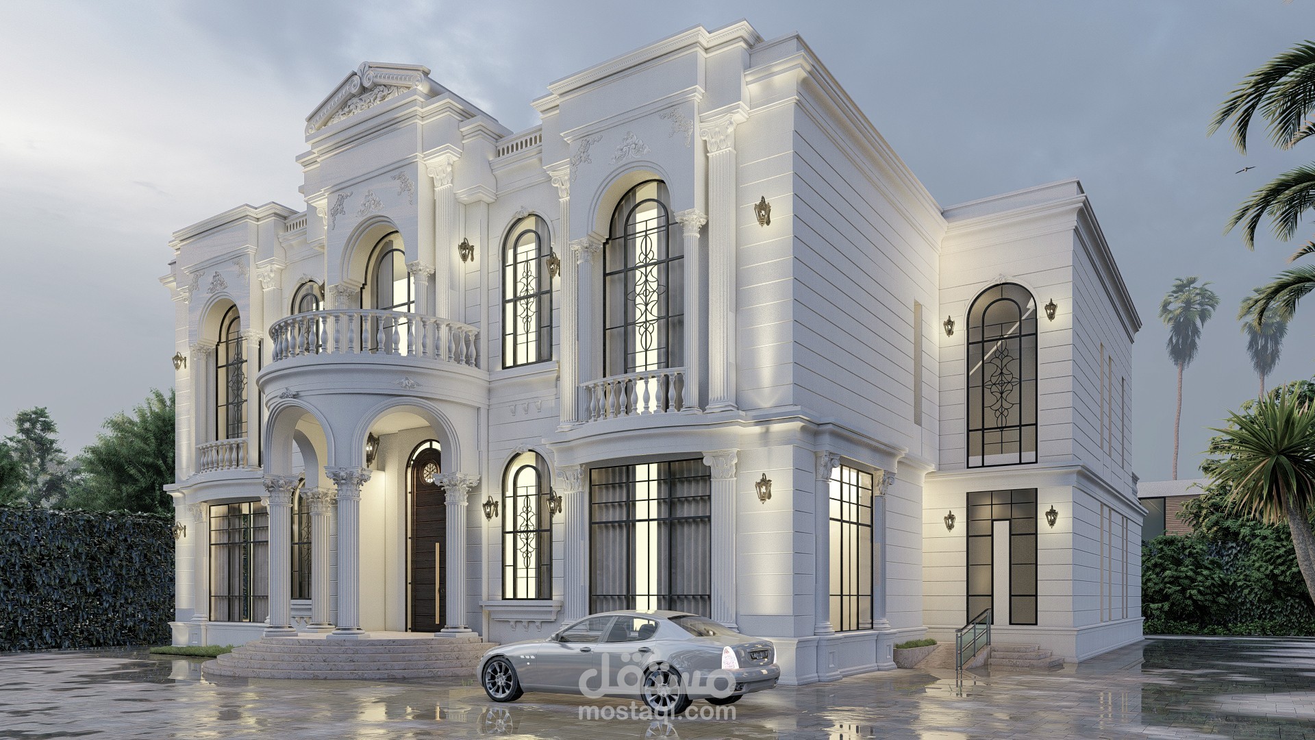 تصميم خارجي لفيلا بنمط كلاسيك