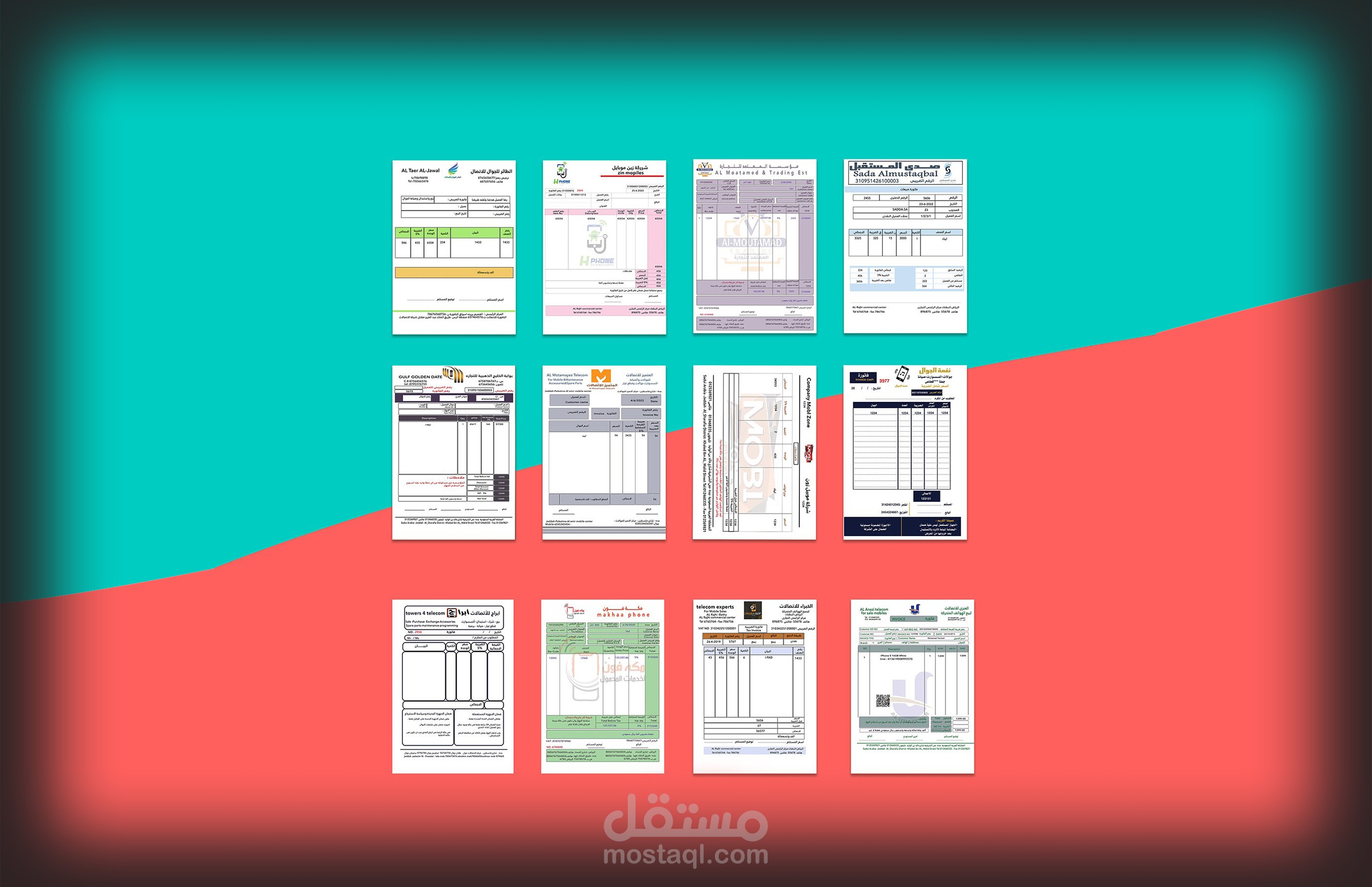 تصميمات فواتير أنيقة وواضحة لتبسيط الحسابات